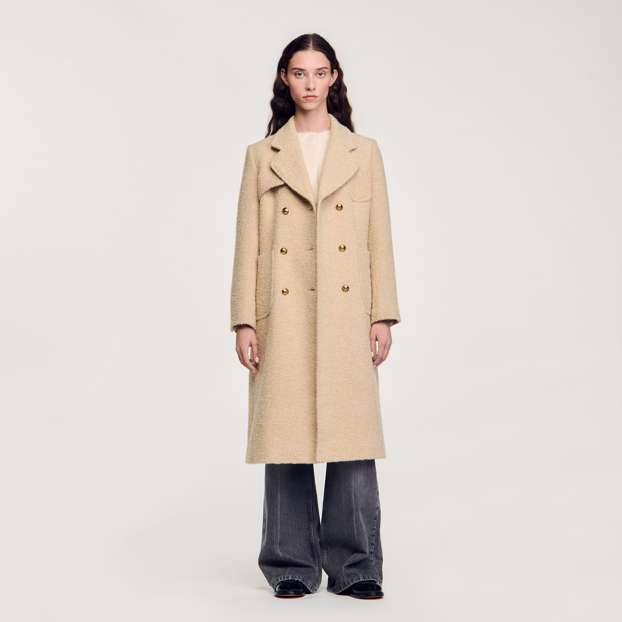 sandro paris  コート Hooded parka with zip black / gray for Men | Sandro Paris