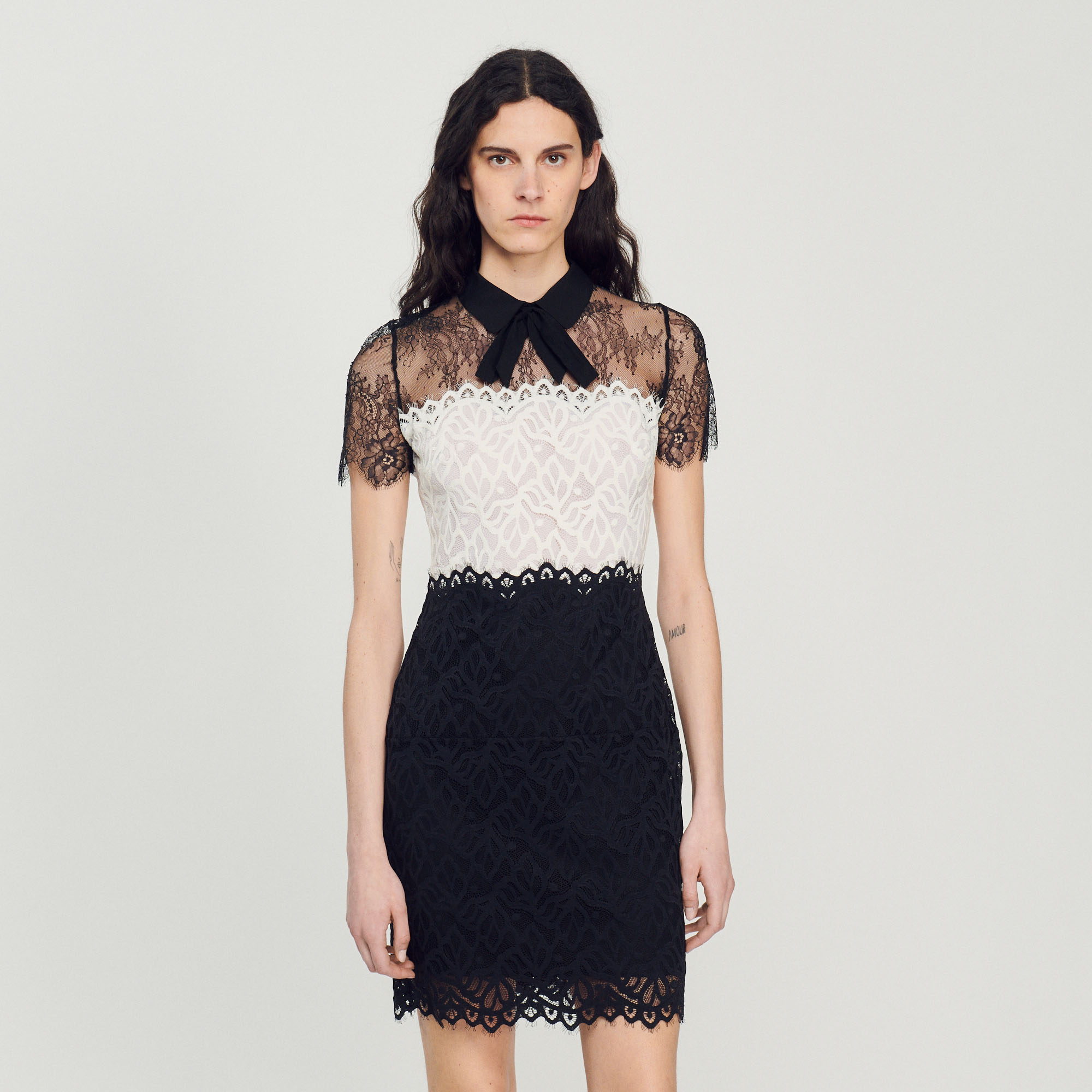 Two-Tone Lace Dress - Dresses - Sandro-paris.com