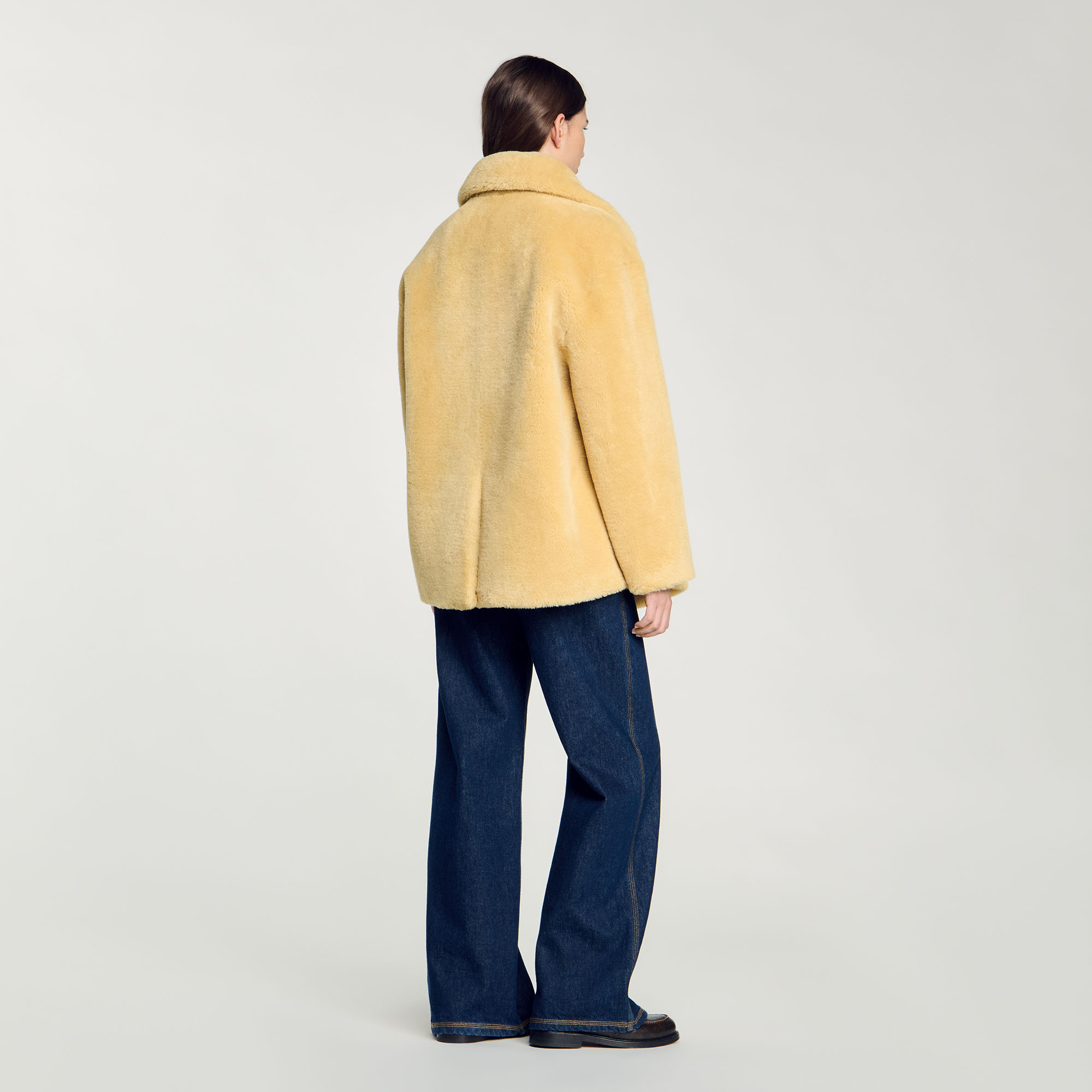 Soft Faux Fur Long Coat Beige | NA-KD
