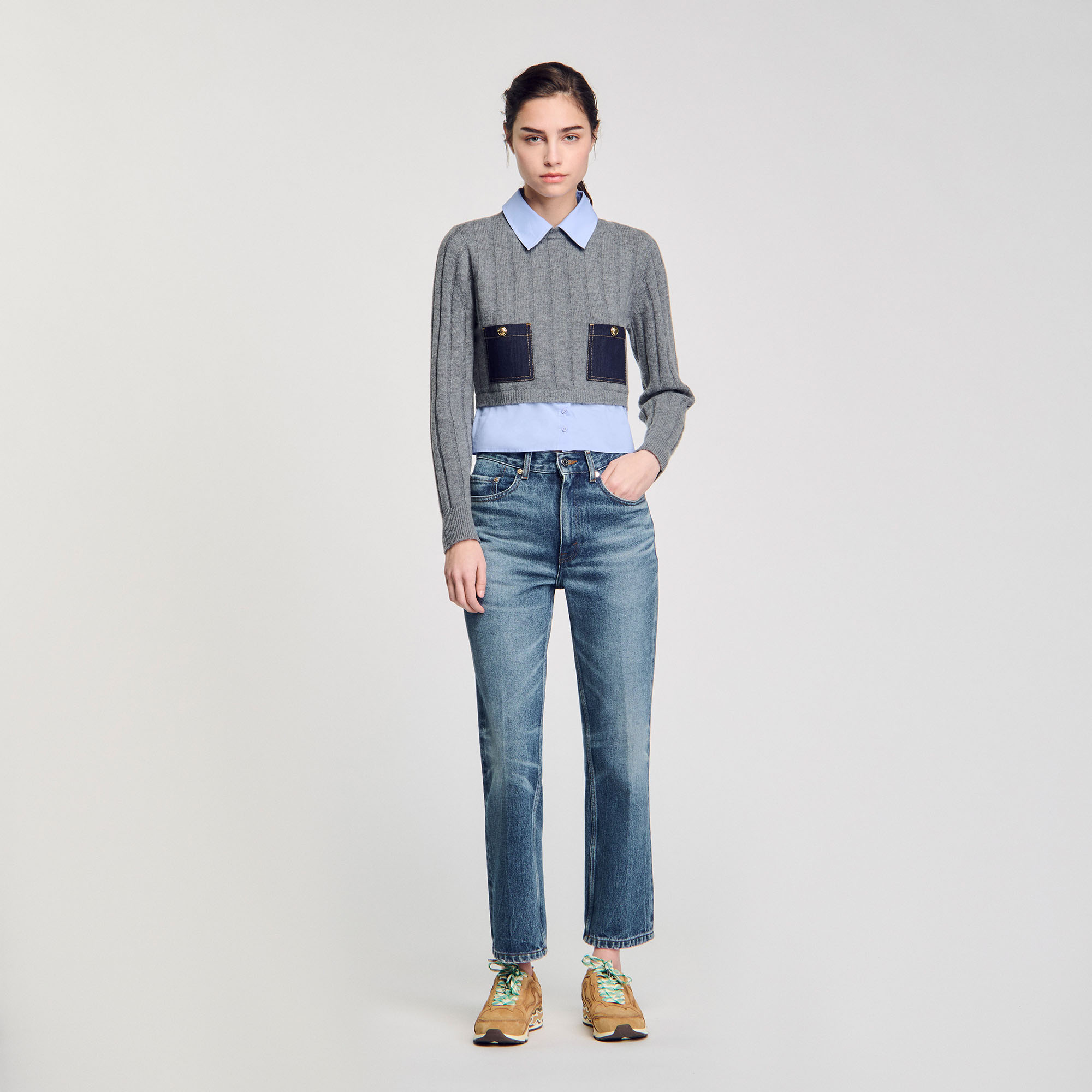 Cropped Wool And Cashmere Jumper Sweaters Cardigans Sandro