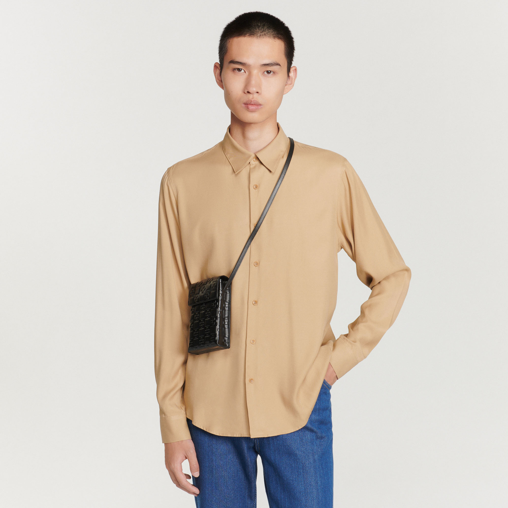 Man bag crossbody shoulder Genuine leather handbag work utility tan brown  black | eBay