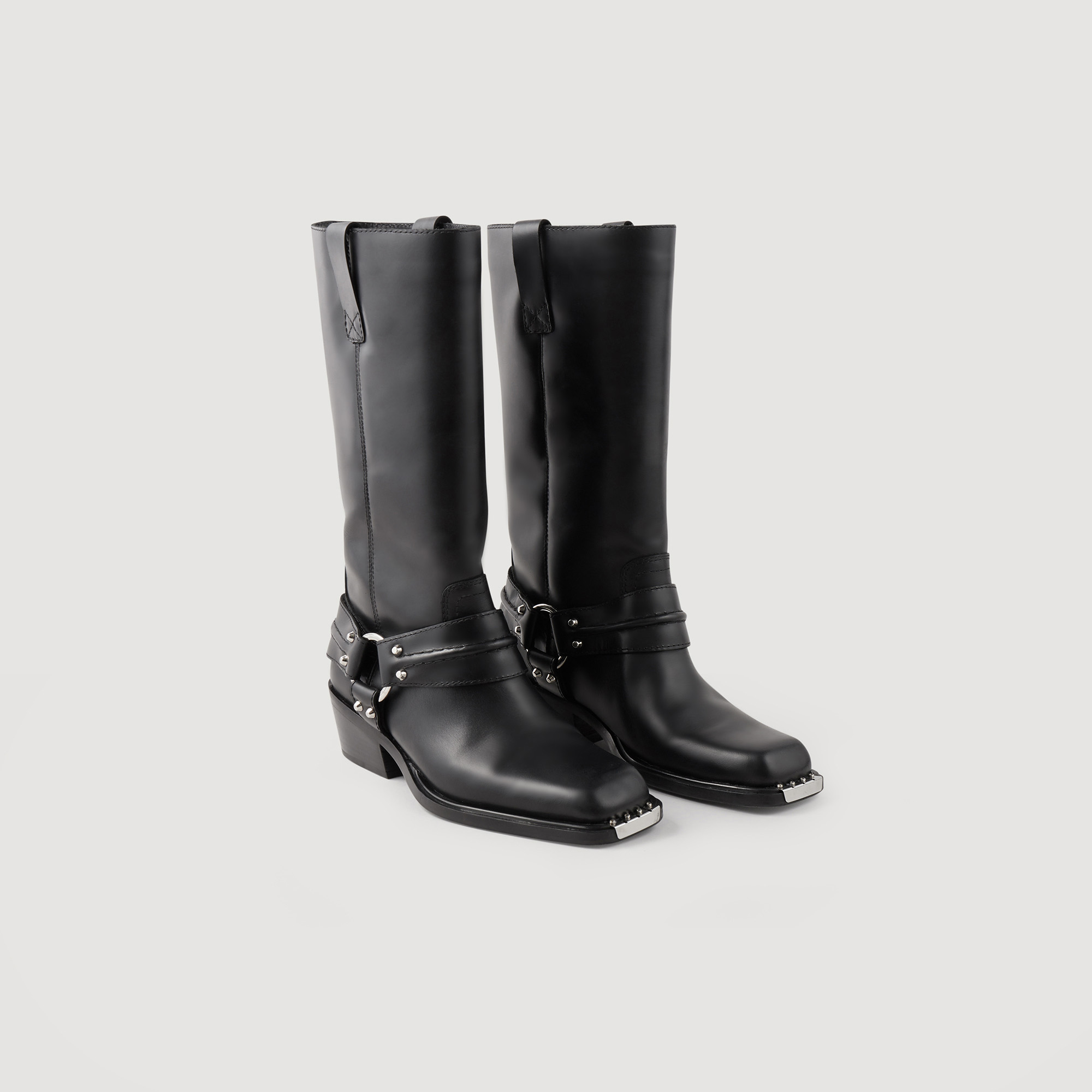 Leather Biker Boots - Boots - Sandro-paris.com