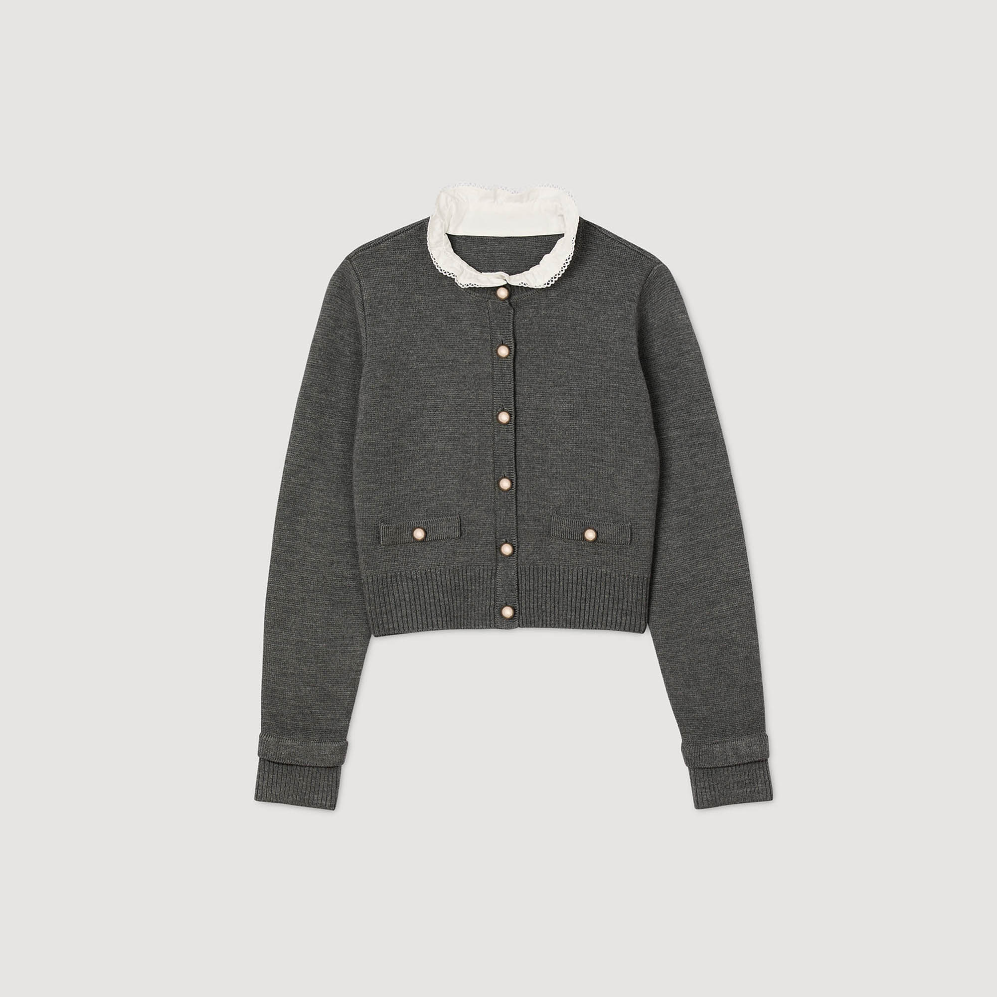 sandro paris カーディガン Cardigan With Ruffle Collar - Sweaters & Cardigans - Sandro