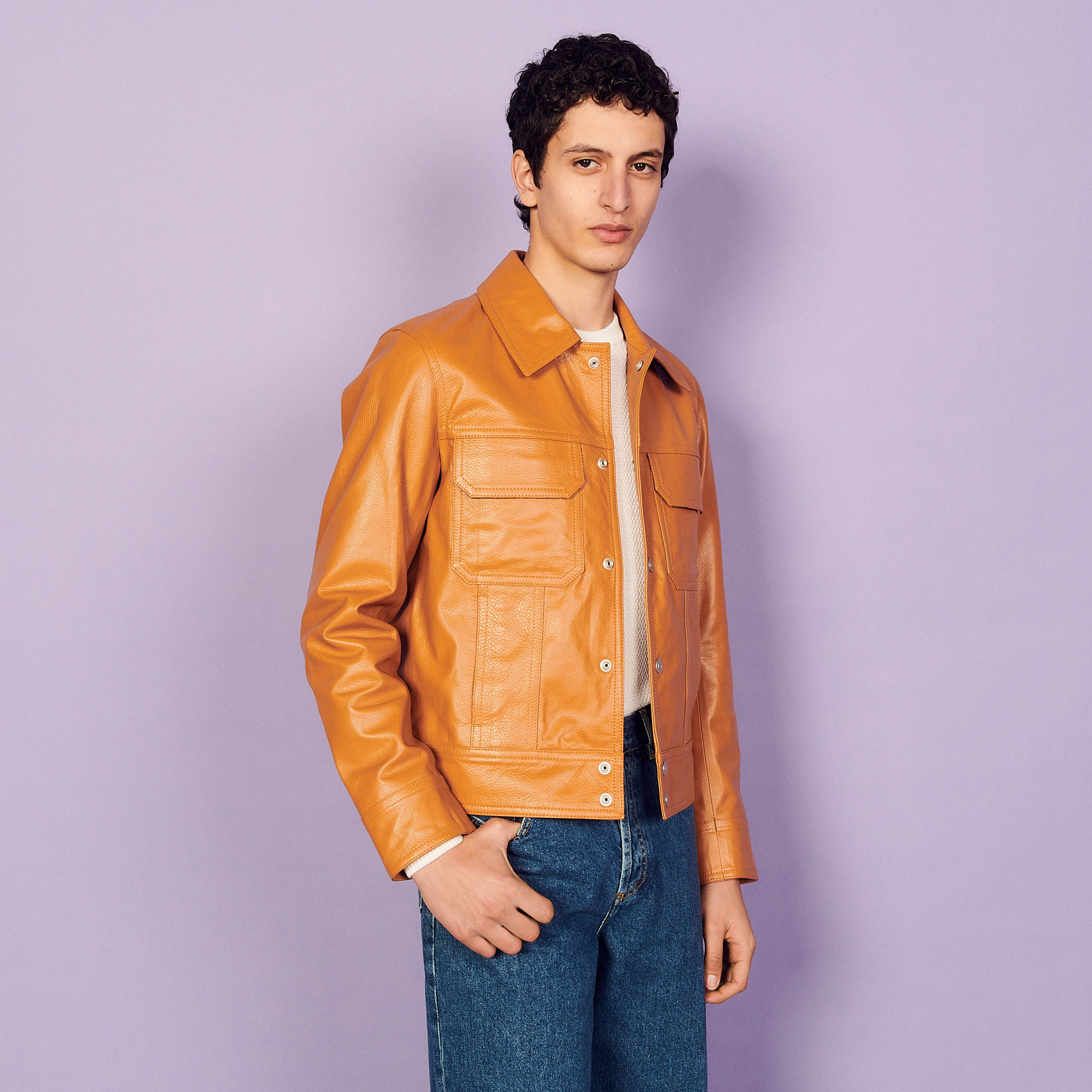 mens sandro leather jacket