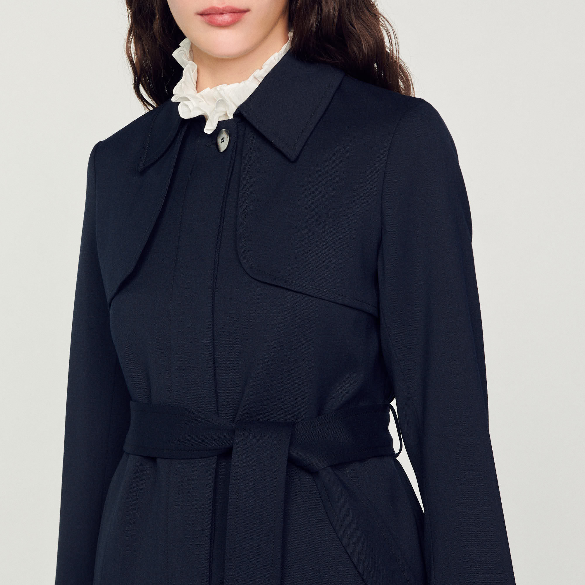 Trench Coat With Pleated Inset - Coats - Sandro-paris.com