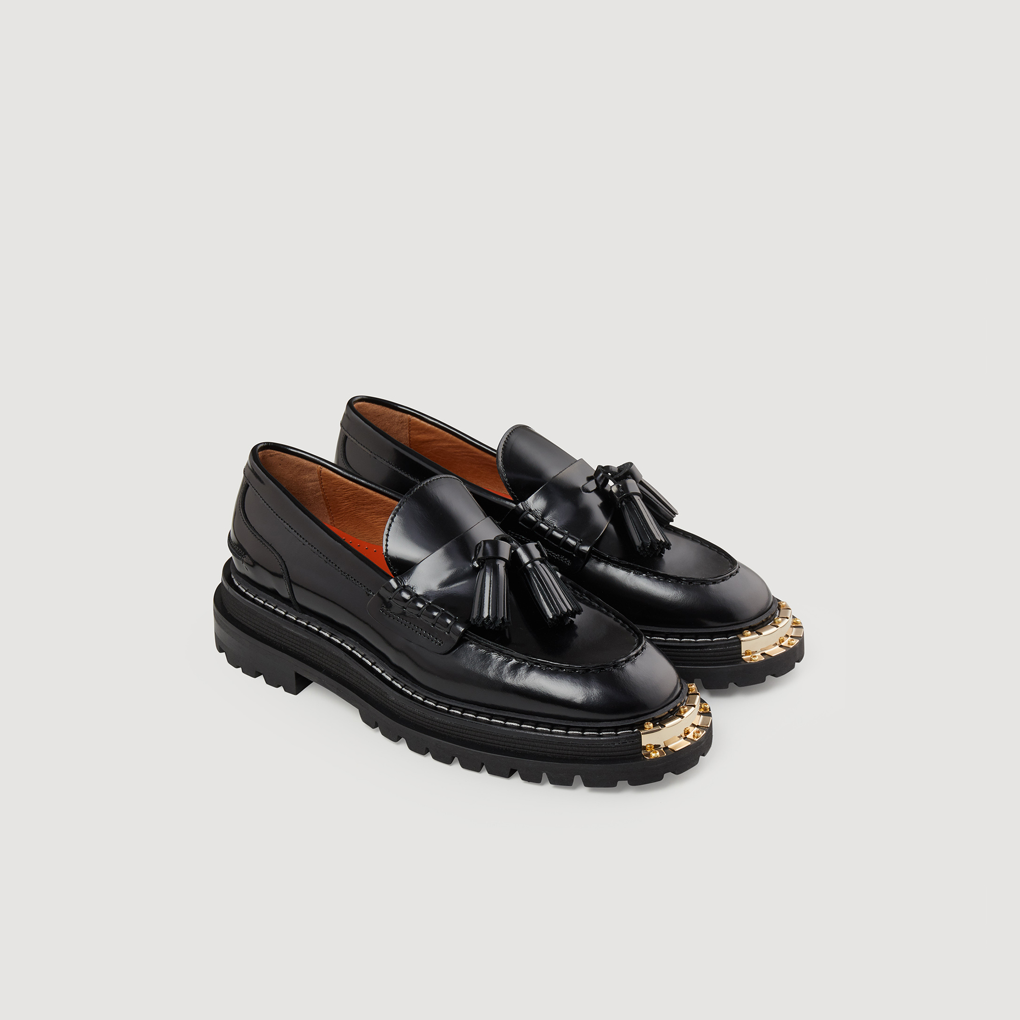 berolige mineral Flourish Thick-Soled Leather Loafers - Loafers - Sandro-paris.com