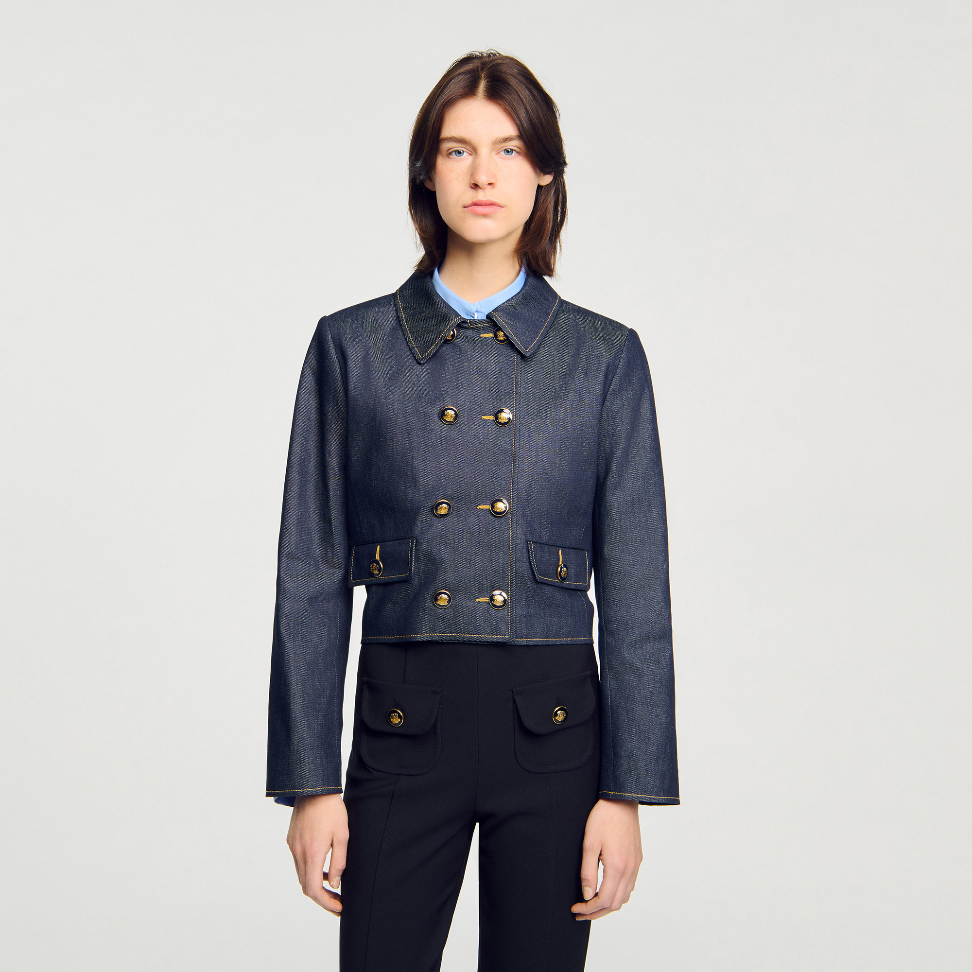 sandro★VESTE COURTE EN TISSU BOUCLE ジャケット SANDRO Cropped Bouclé Wool Jacket | endource
