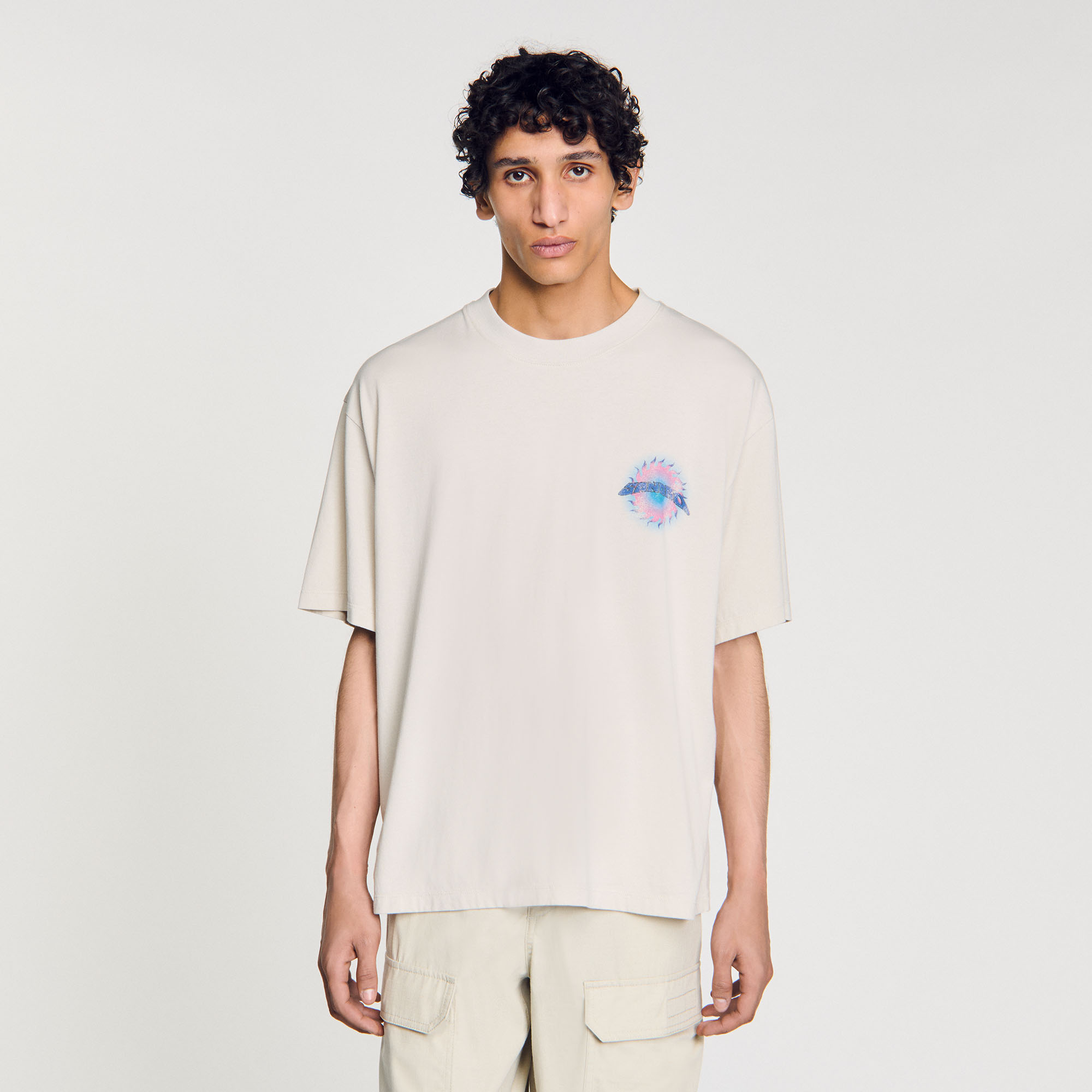 SANDRO ビーズ装飾 コットンTシャツ Organic cotton Peace T-shirt | Sandro | Sandro Secondhand