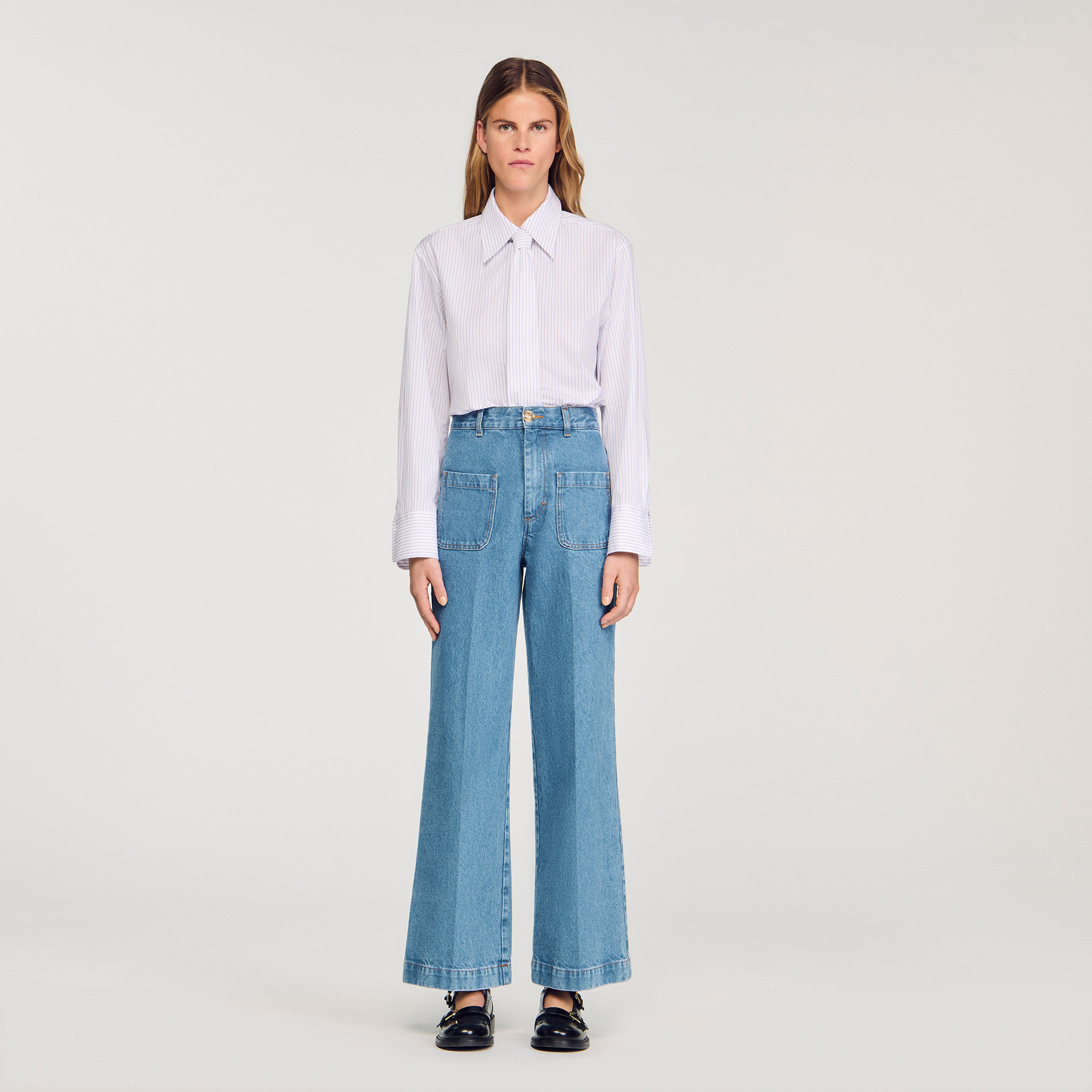 Wide-Leg High-Rise Jeans - Jeans - Sandro-paris.com