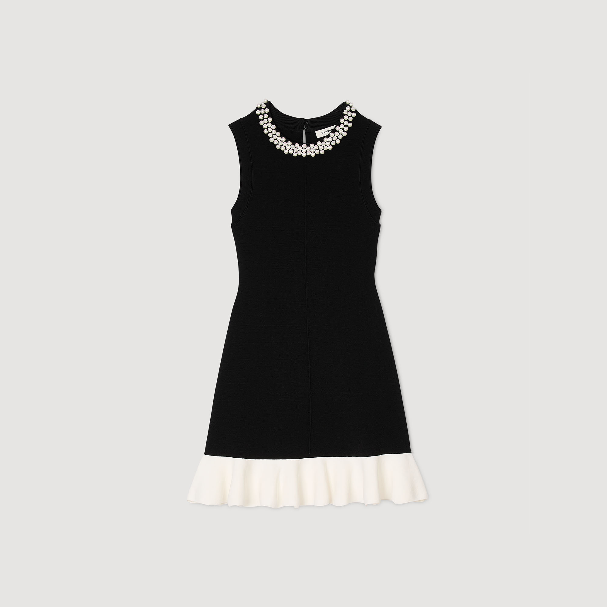 【SANDRO】Short Knit Dress Short knit dress black / gray For Women | Sandro Paris