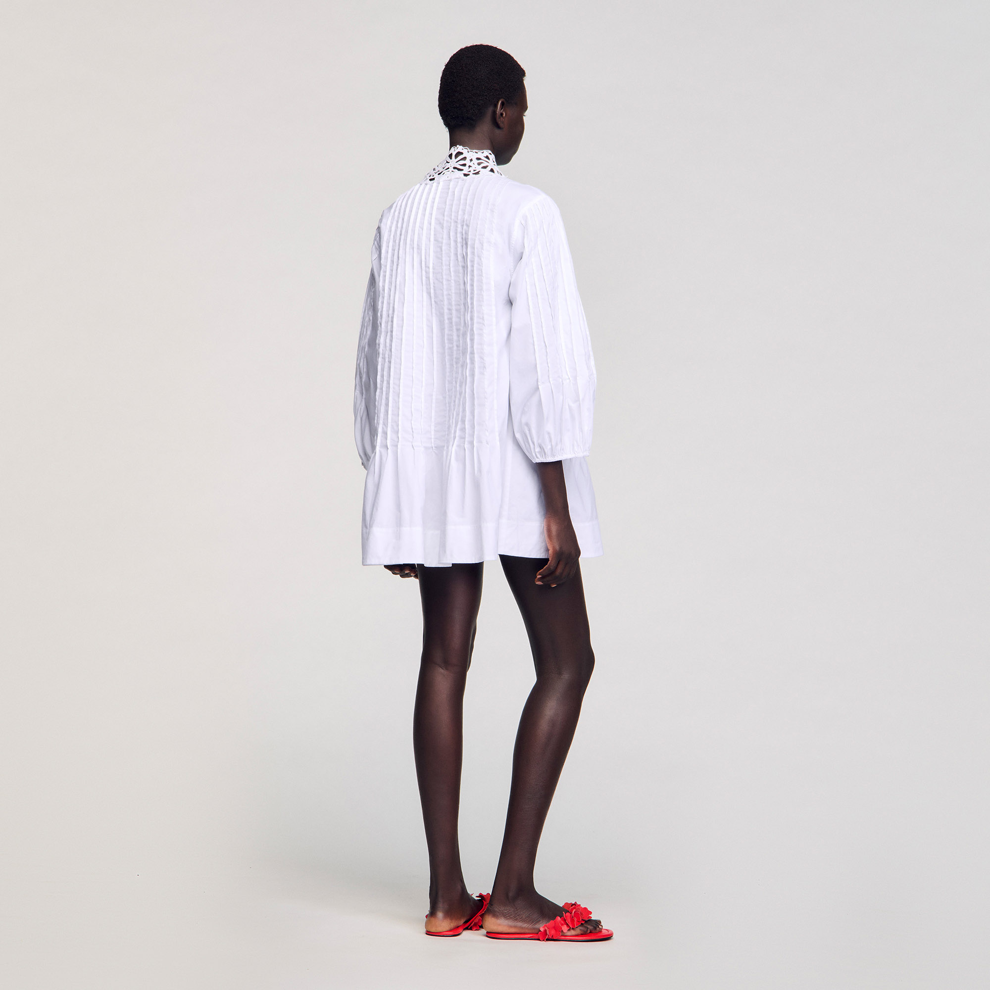 Short Dress With Lace Detail - Dresses - Sandro-paris.com