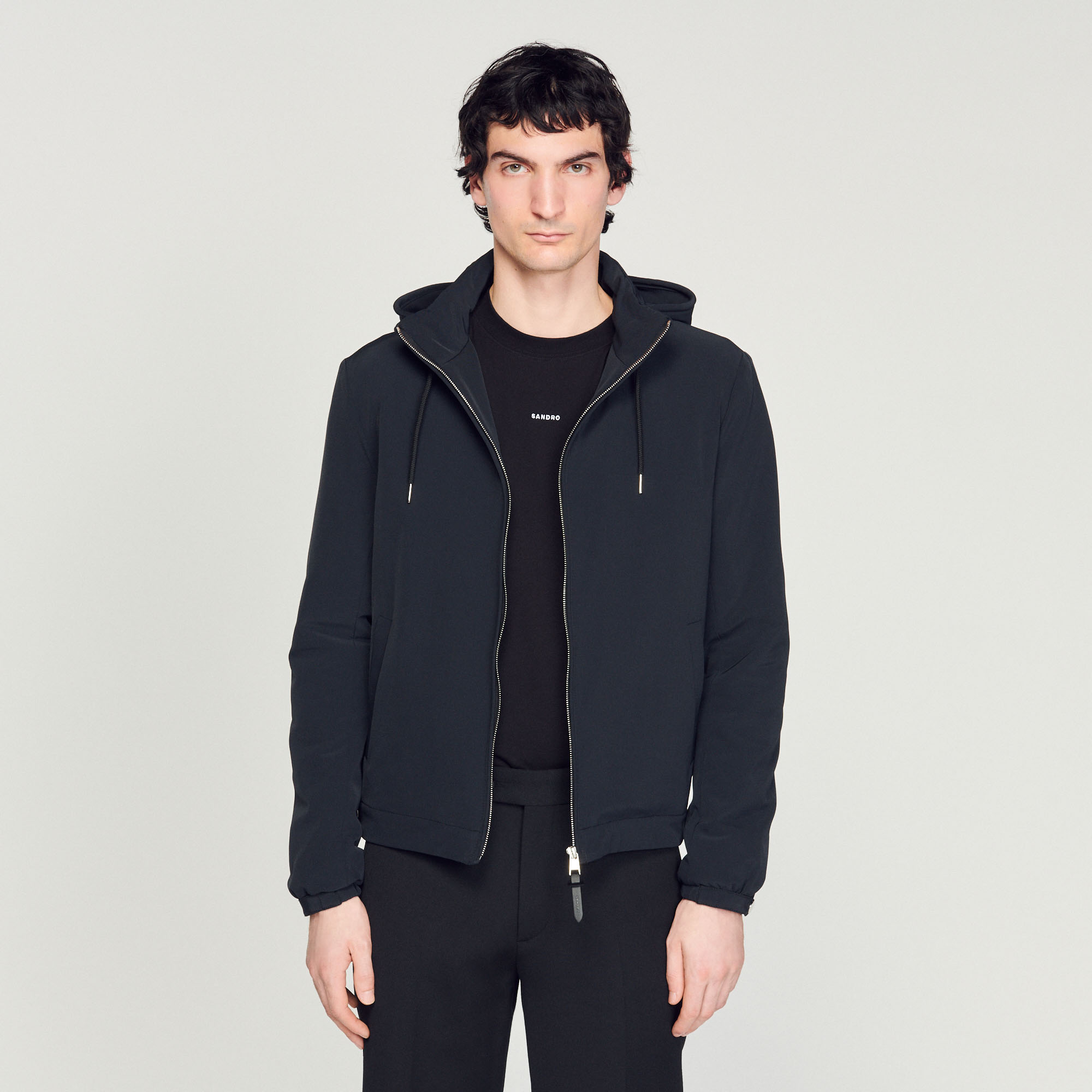 [国内発送] SANDRO★ジャケット SANDRO high-neck Jacket | Blue | FARFETCH