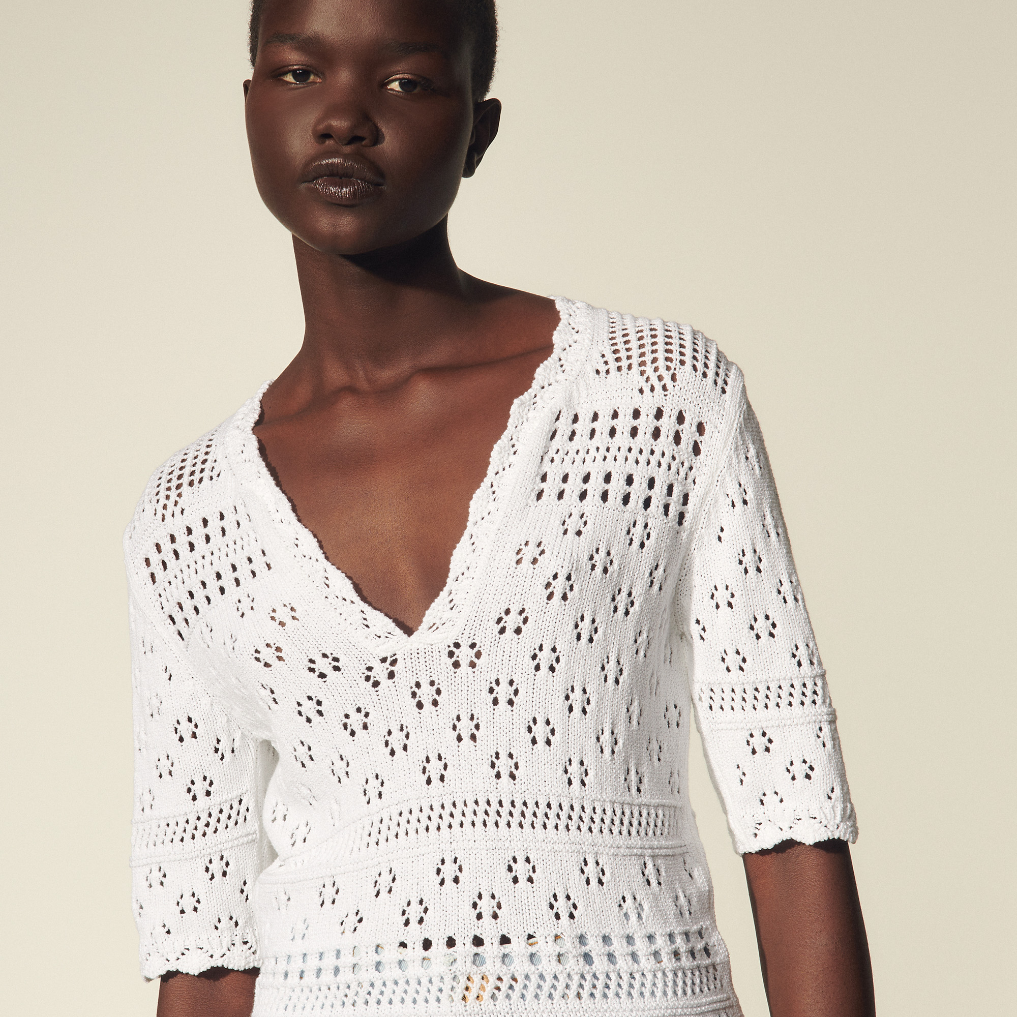 SANDRO PARIS DEEP V NECFK SWEATER IN BEIGE 0 US2-4. $305 | eBay