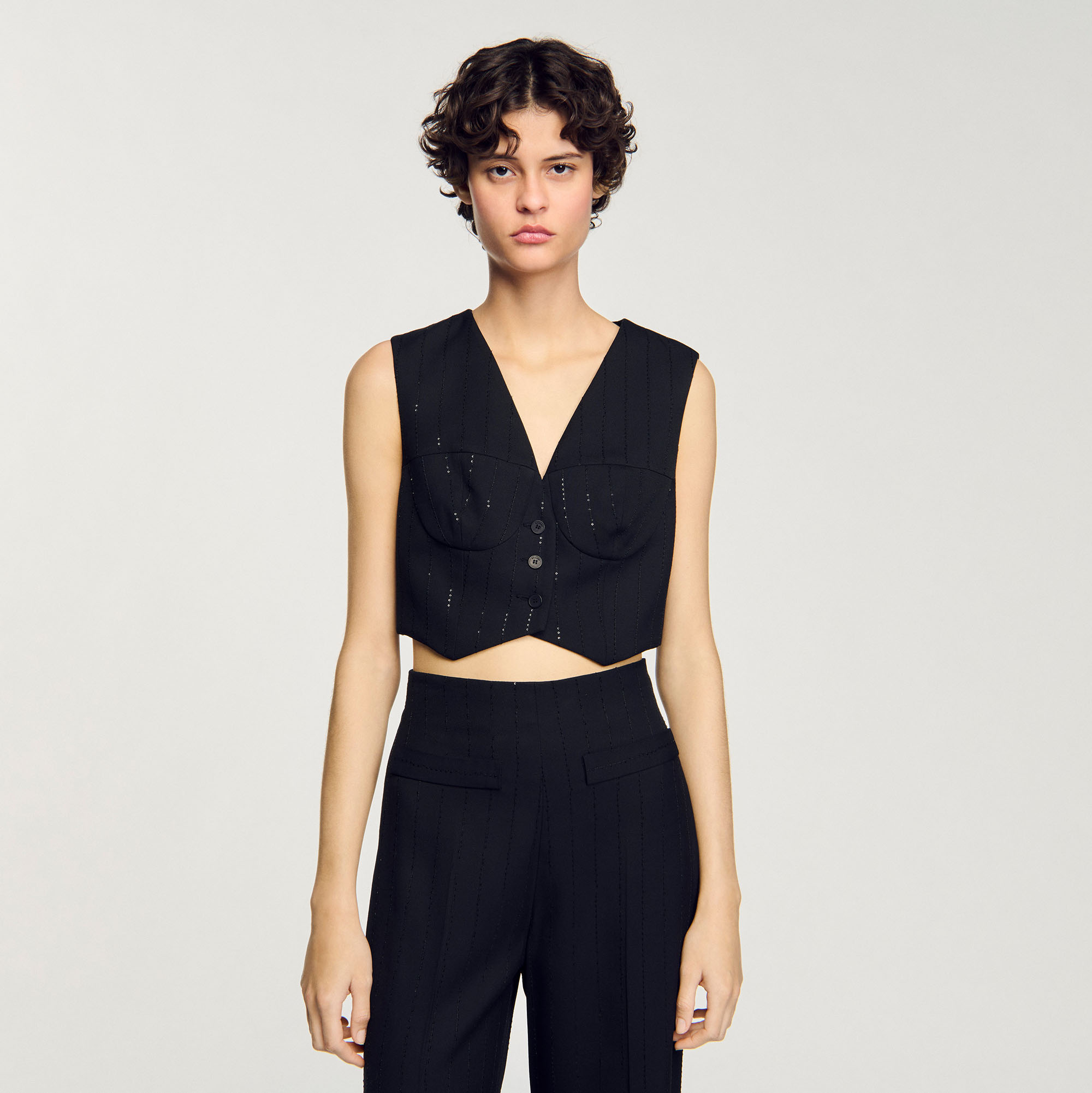 Sequin Cropped Jacket - Tops - Sandro-paris.com
