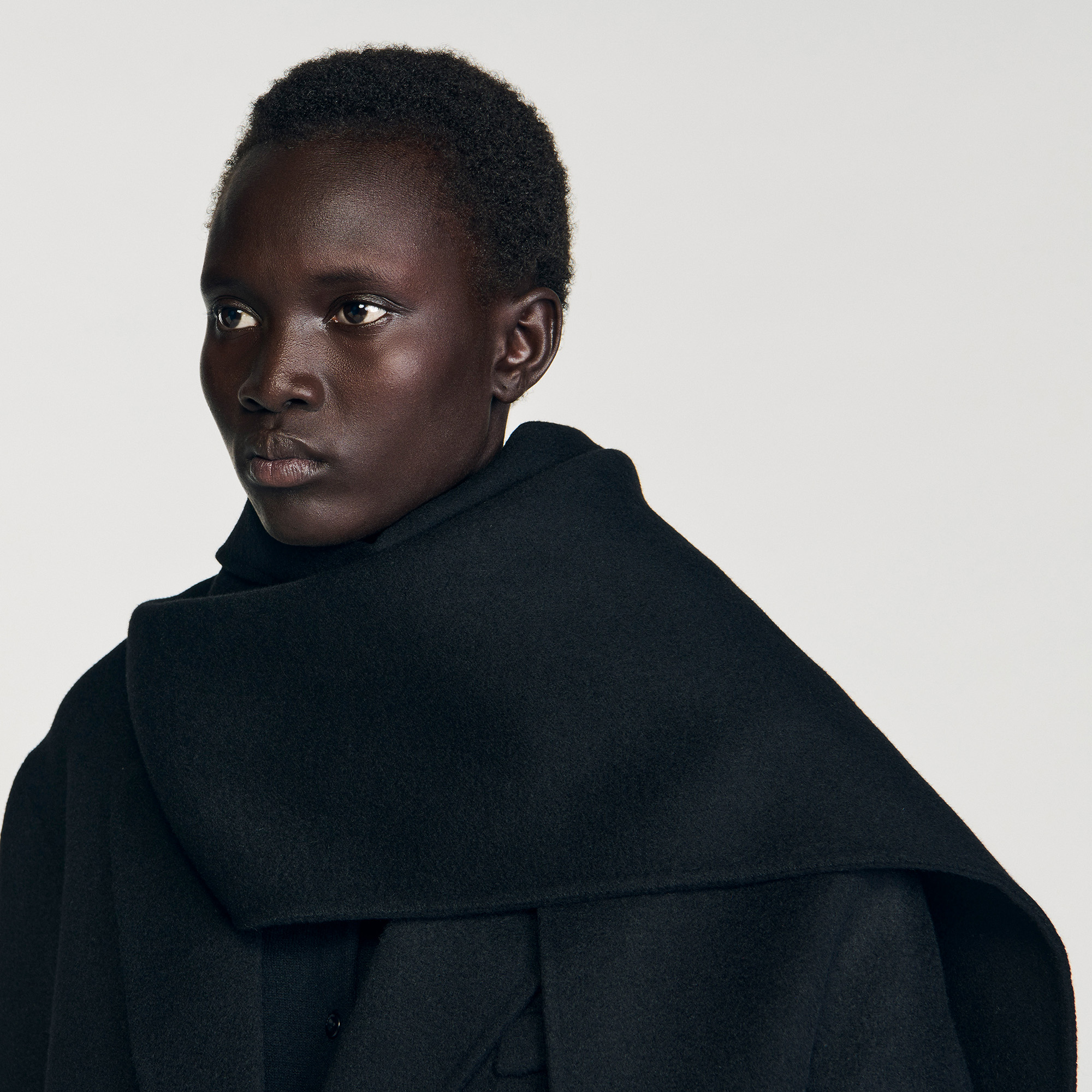 Short Coat With Integrated Scarf - Coats - Sandro-paris.com