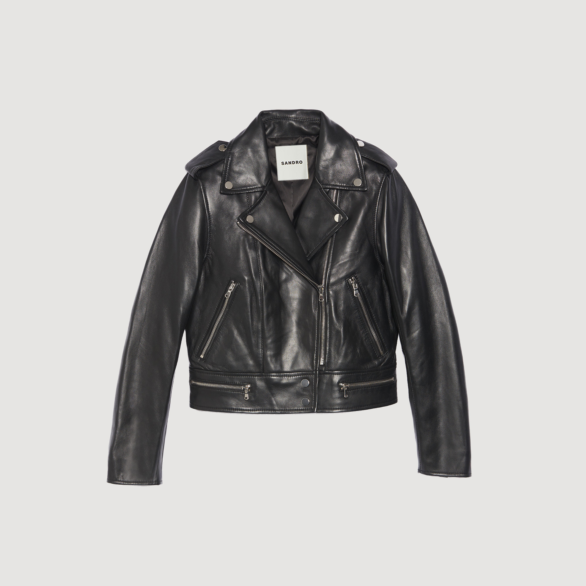 sandro leather jacket womens