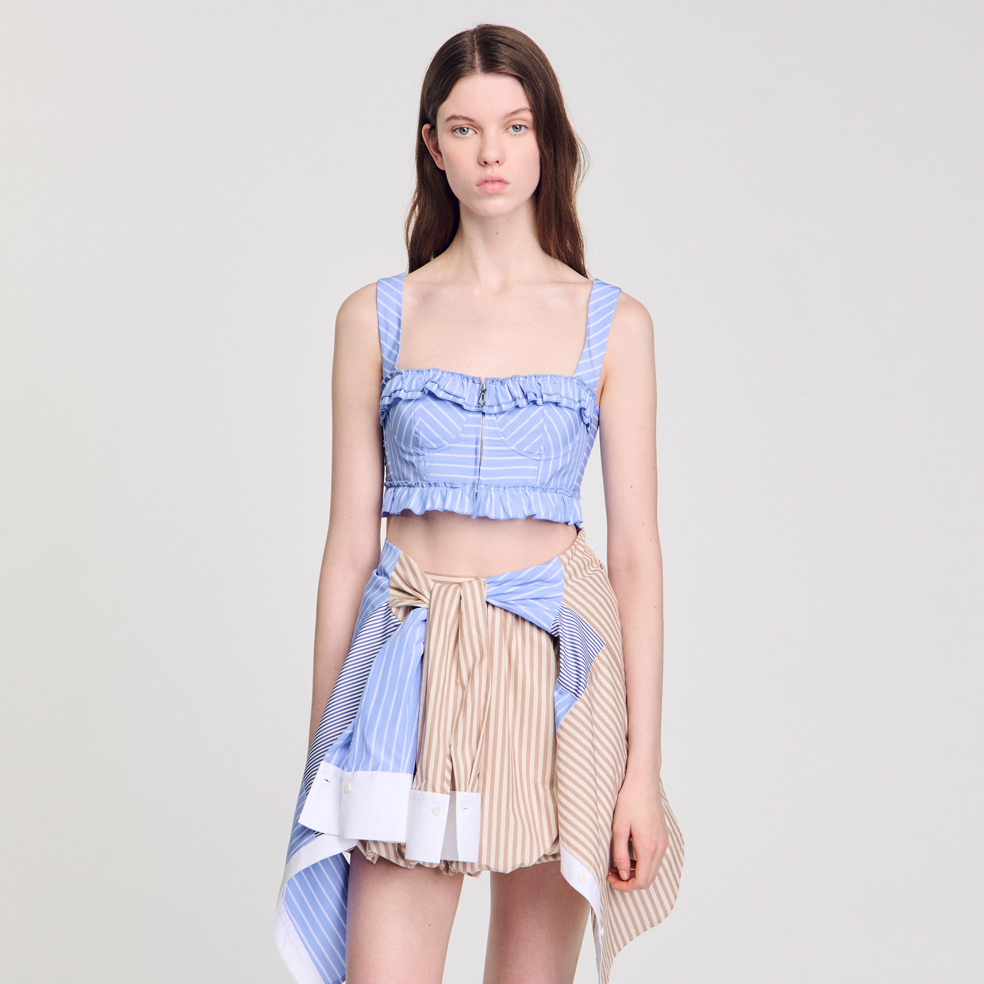 関税・送料込み!【国内発送】SANDRO Striped Crop トップス Striped Crop Top - Tops - Sandro-paris.com