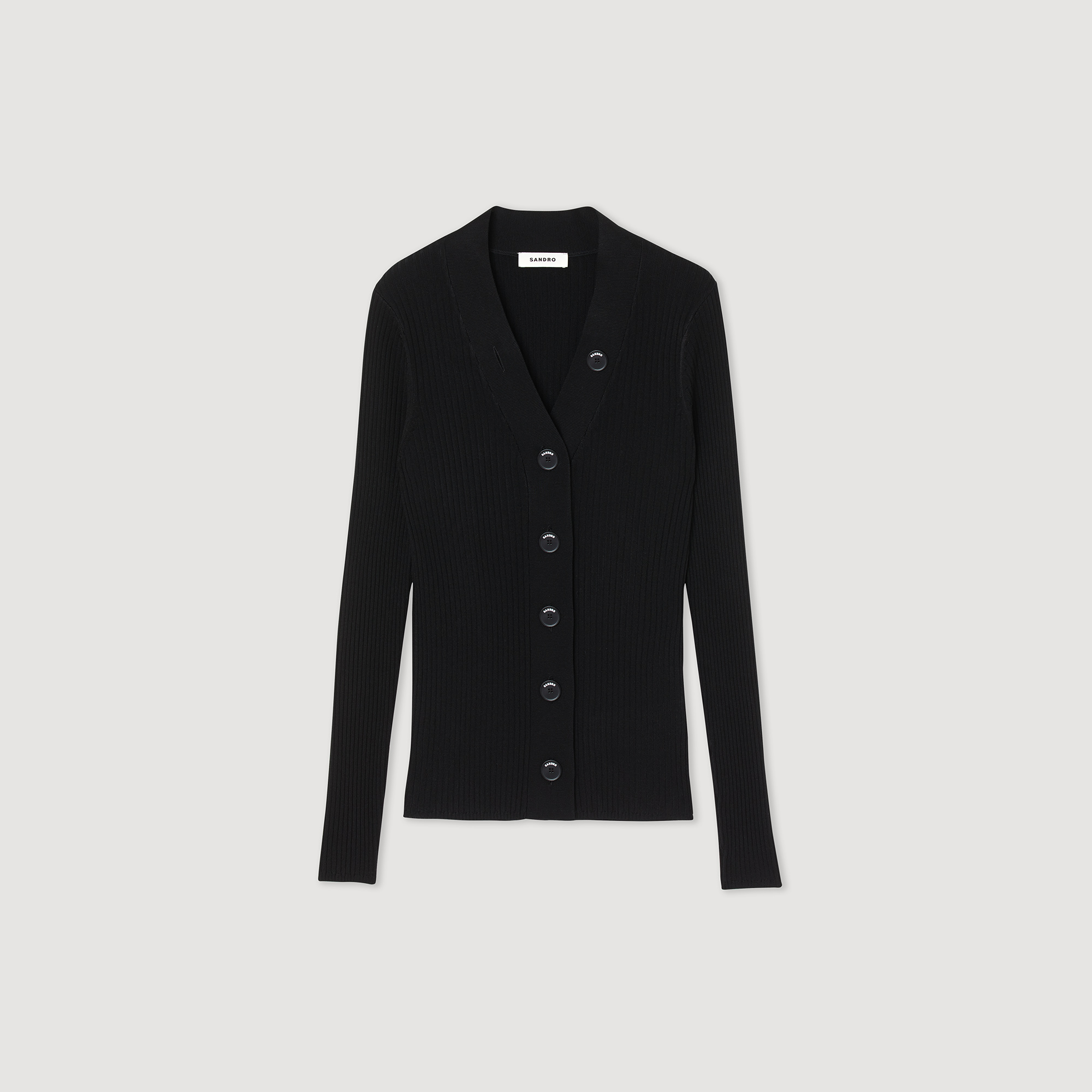 sandro ribbed knit buttoned cardigan