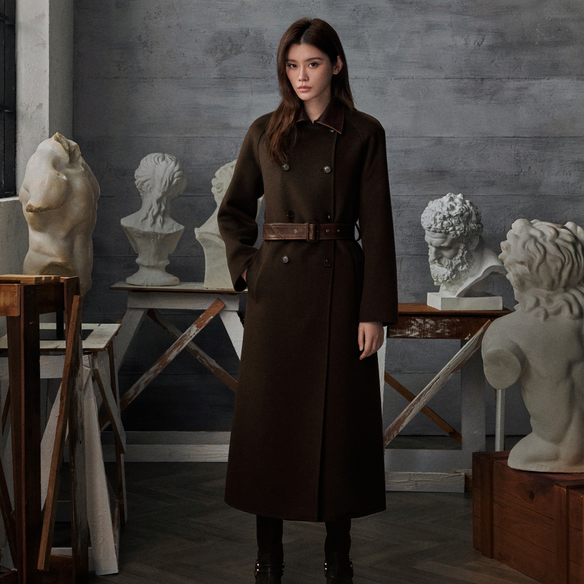 Long Wool And Leather Coat - Coats - Sandro-paris.com