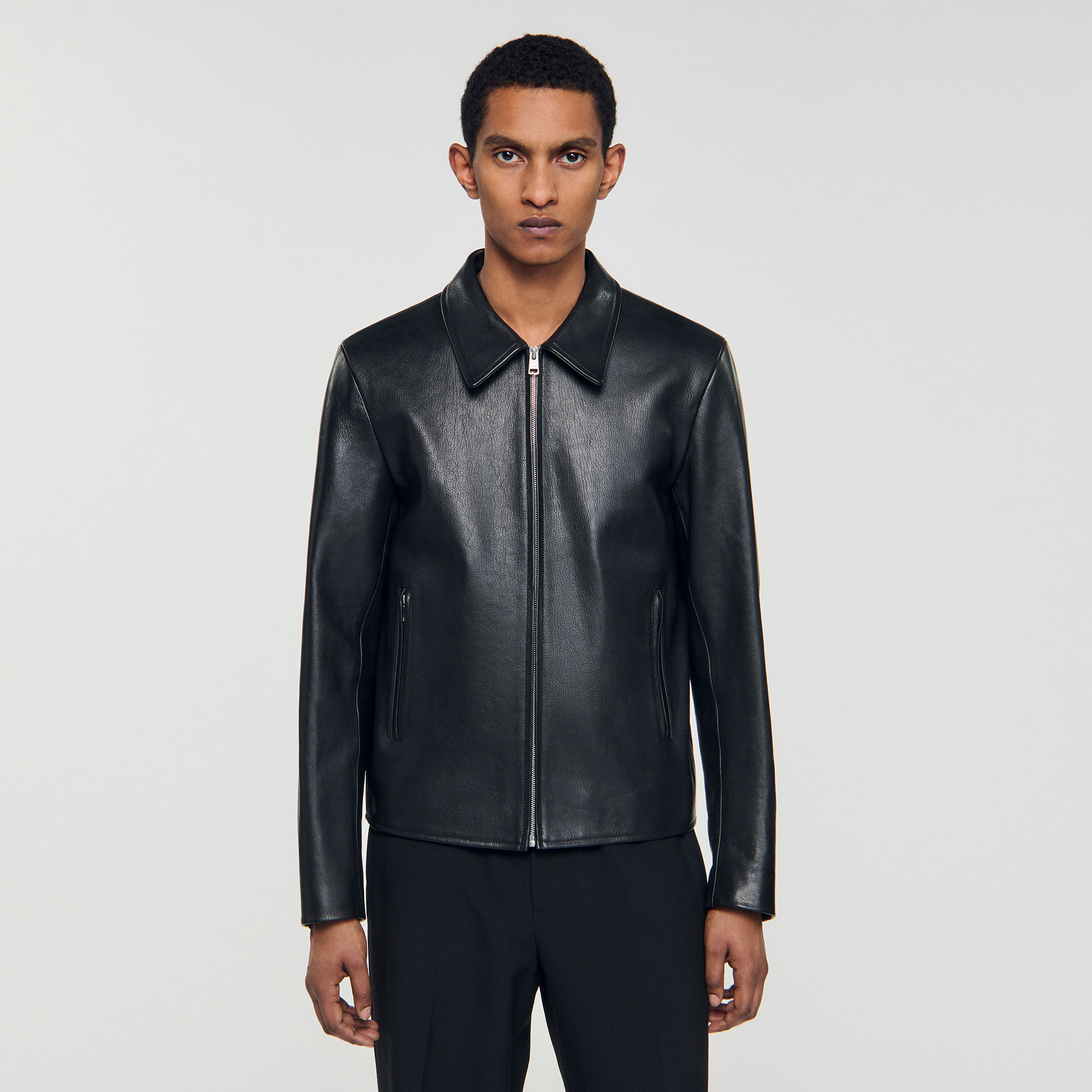 Zip-Up Leather Jacket - Jackets & Coats - Sandro-paris.com