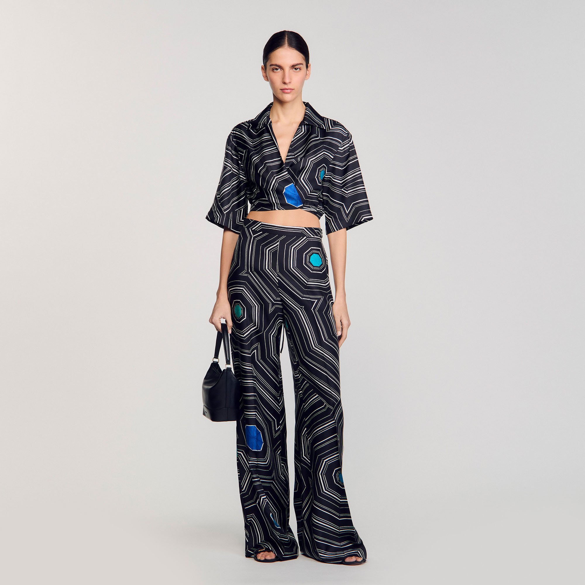 Spiral-Motif Silk Shirt - SANDRO X LOUISE BOURGEOIS - Sandro