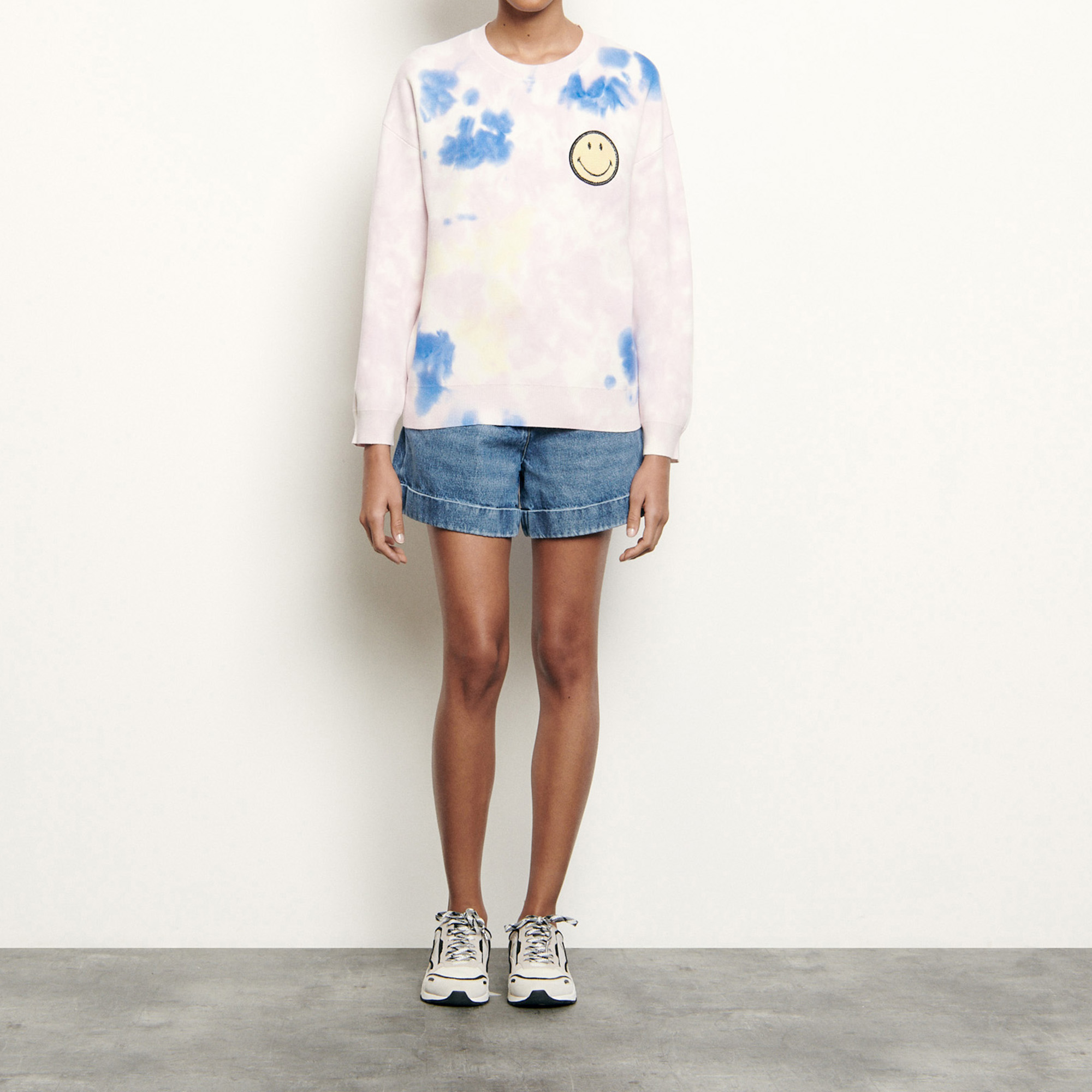 sandro tie dye smiley sweatshirt