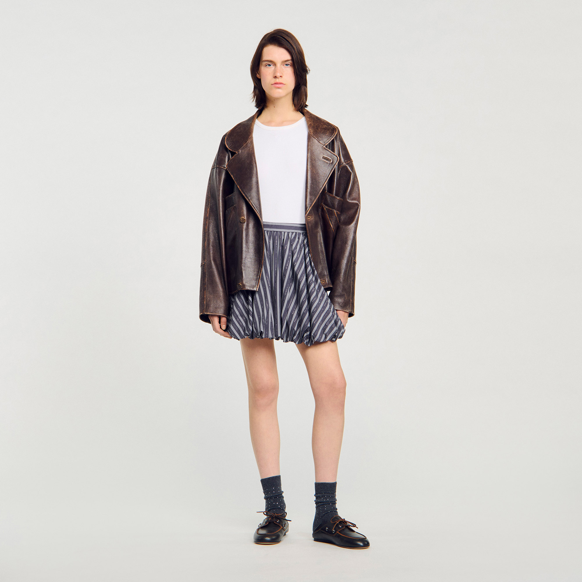 Striped Rhinestone Bubble Skirt - Skirts & Shorts - Sandro