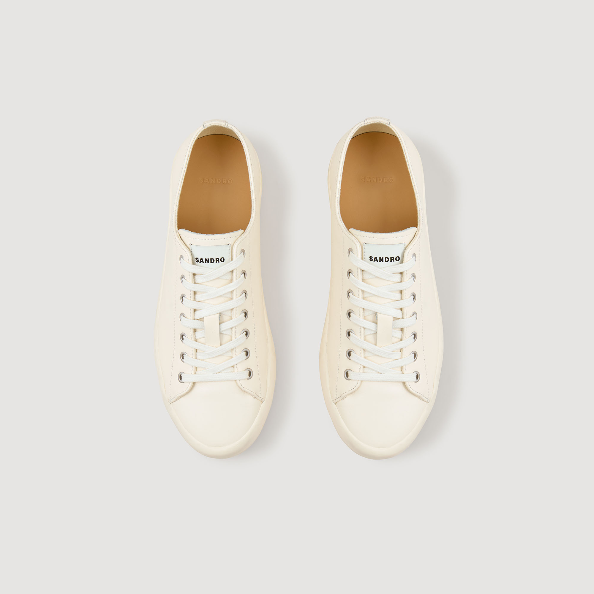 Low-Top Split Leather Trainers - Shoes - Sandro-paris.com