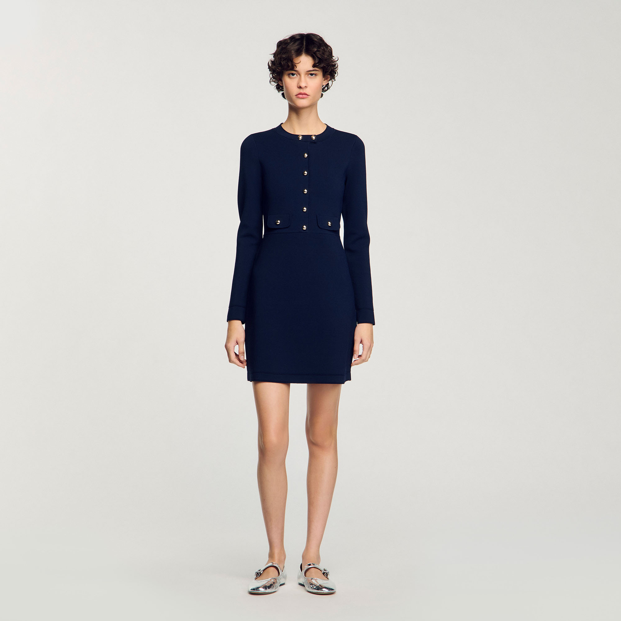 【sandro】Short knit dress（送料込み） Short knit dress black / gray For Women | Sandro Paris