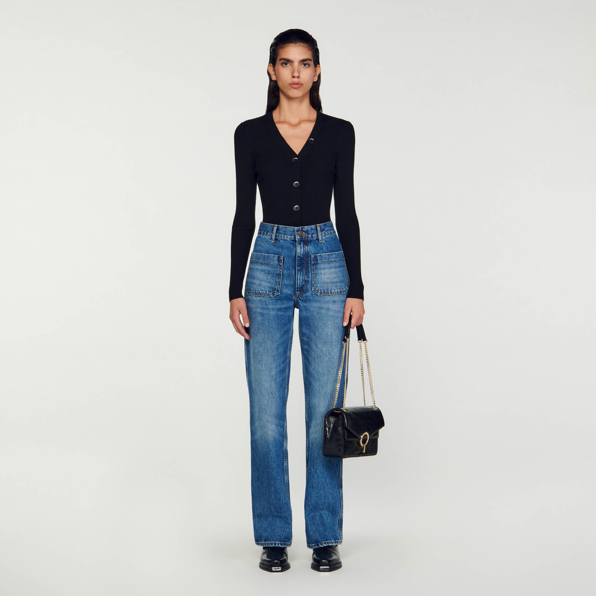 Fine Ribbed Knit Cardigan Sweaters & Cardigans