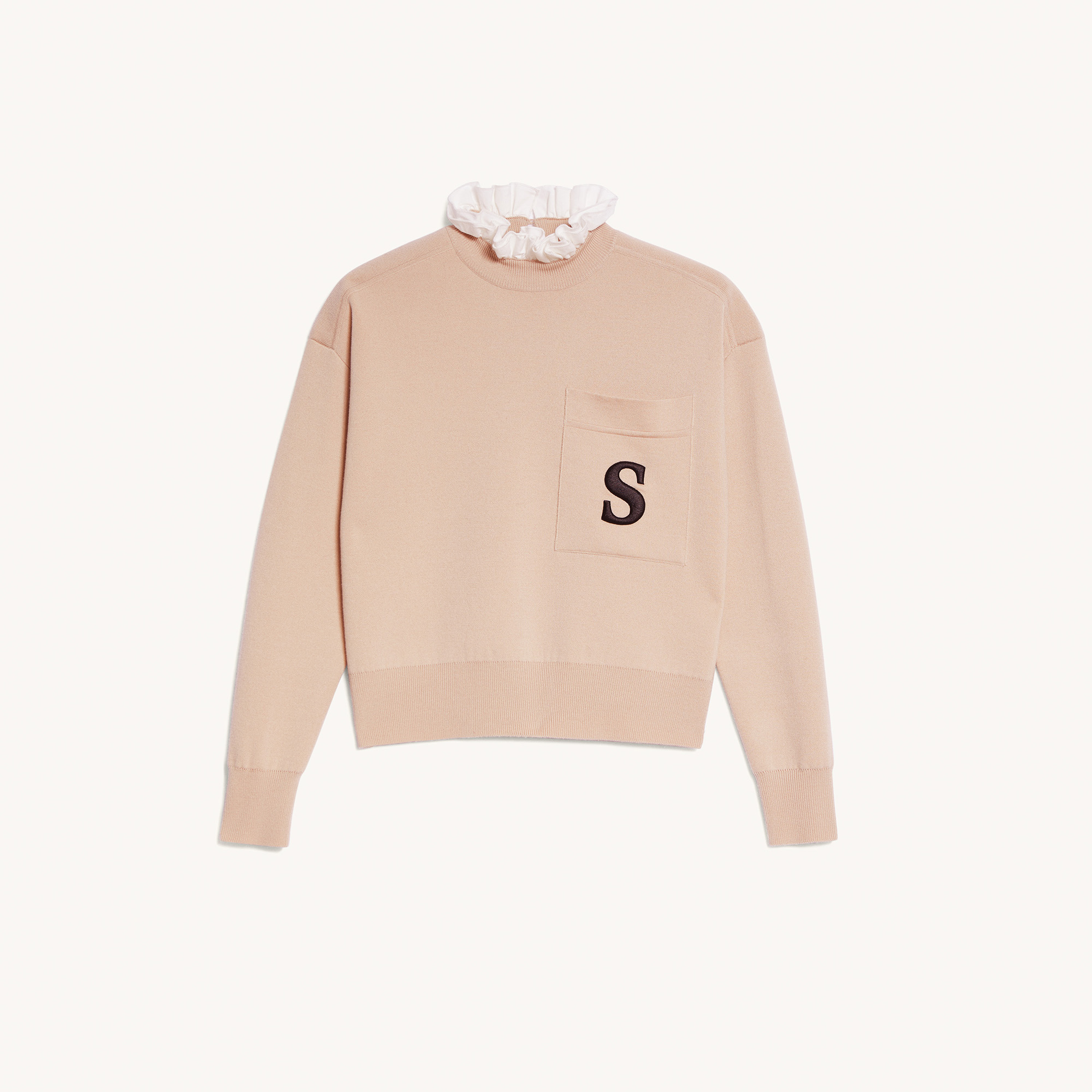 Sweater With Contrasting Ruffled Collar - null - Sandro-paris.com