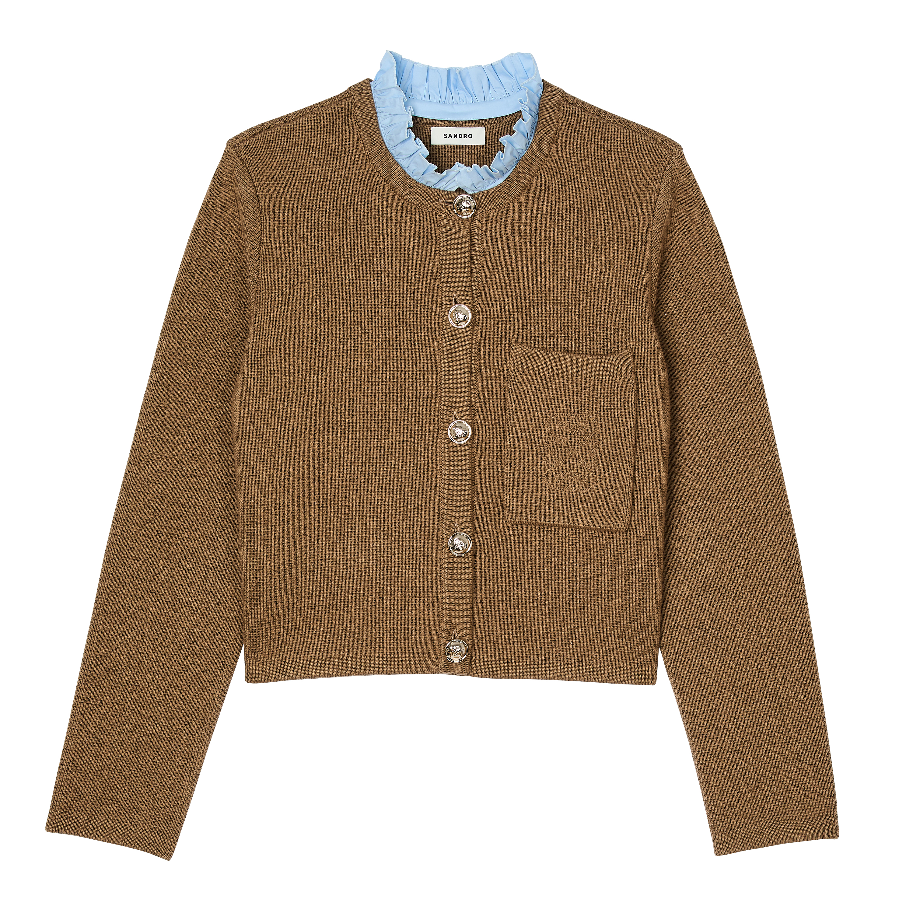 Ruffled Neck Cardigan - Sweaters & Cardigans - Sandro-paris.com