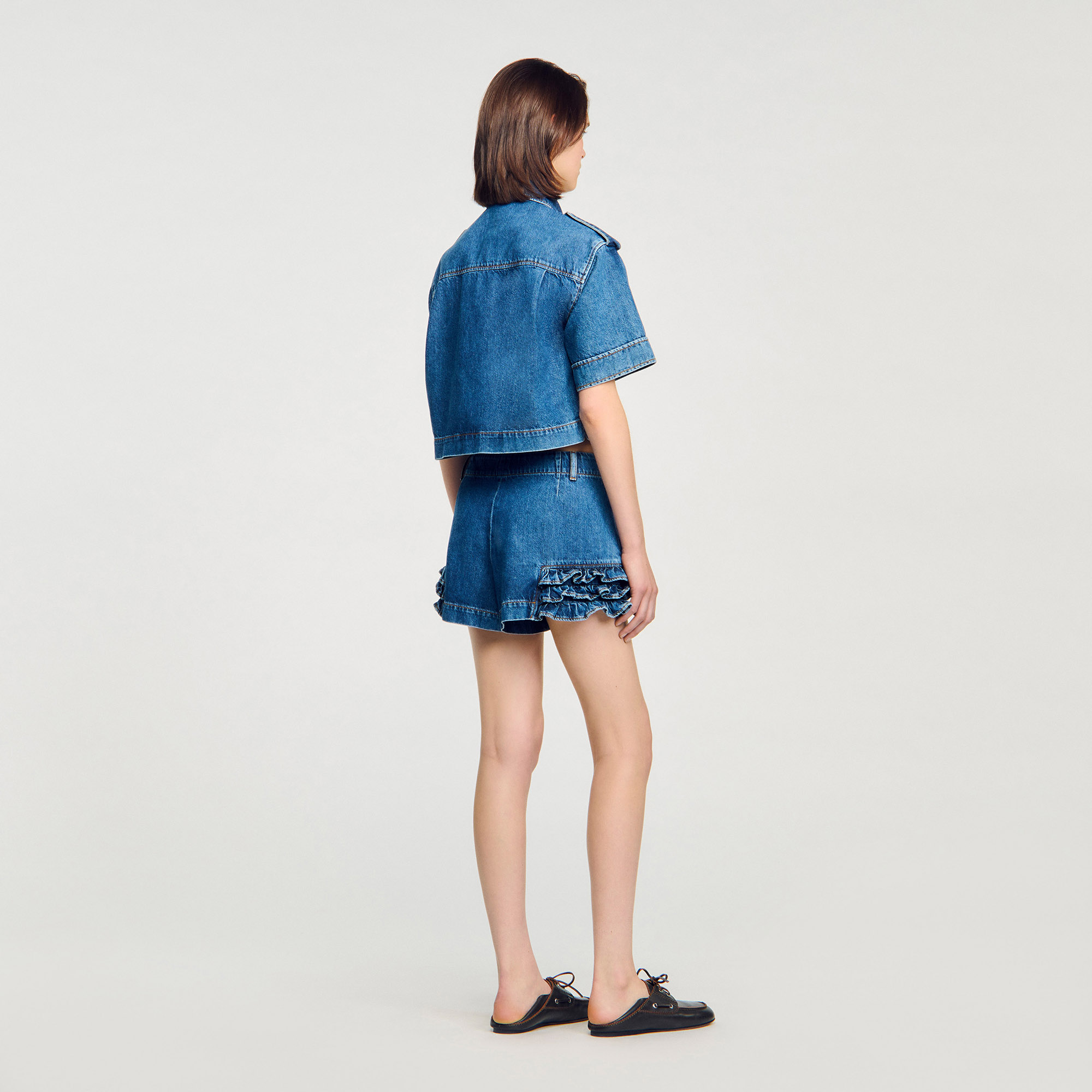 関税・送料込み!【国内発送】Sandro Ruffled ショートパンツ Ruffled shorts green For Women | Sandro Paris