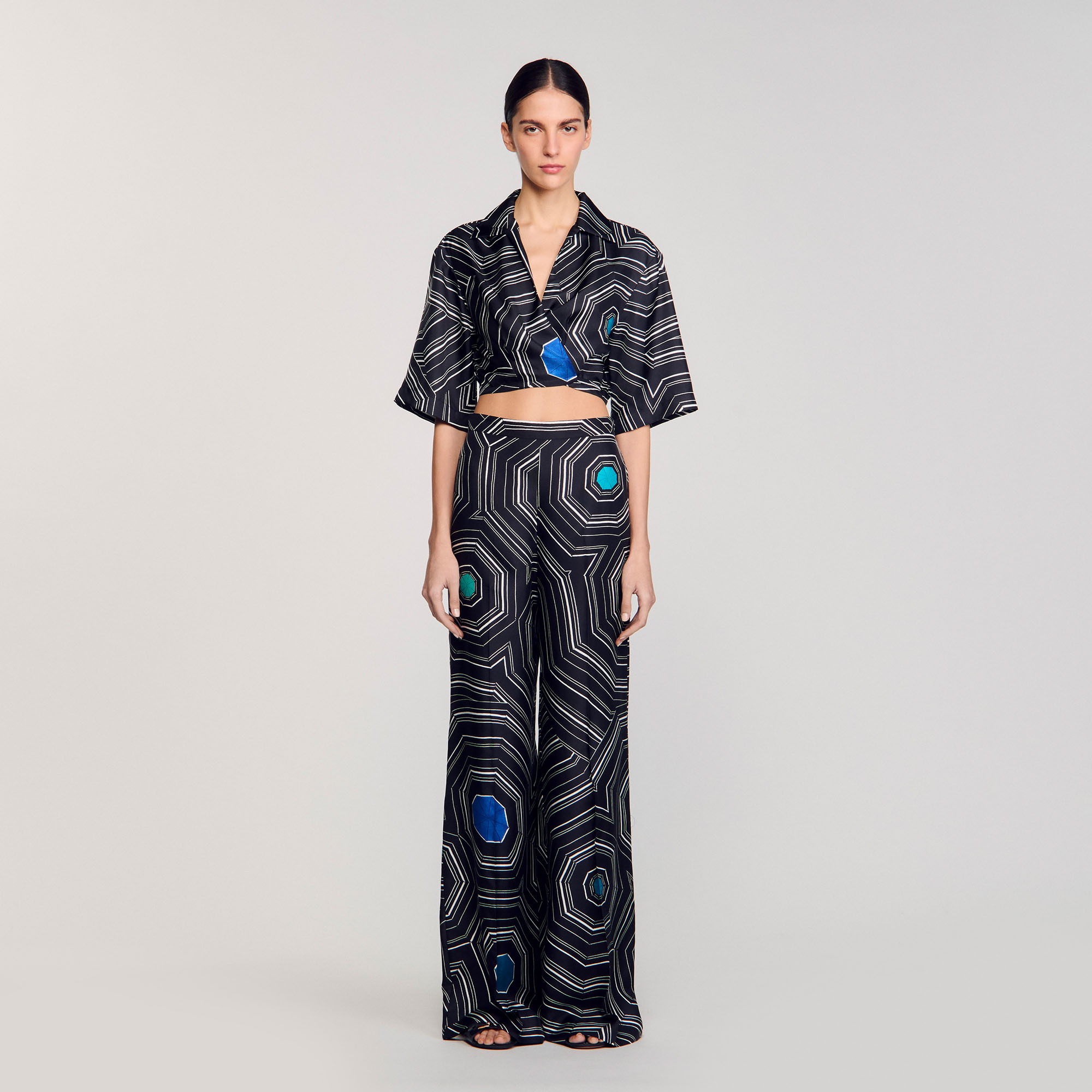 Spiral-Motif Silk Shirt - SANDRO X LOUISE BOURGEOIS - Sandro