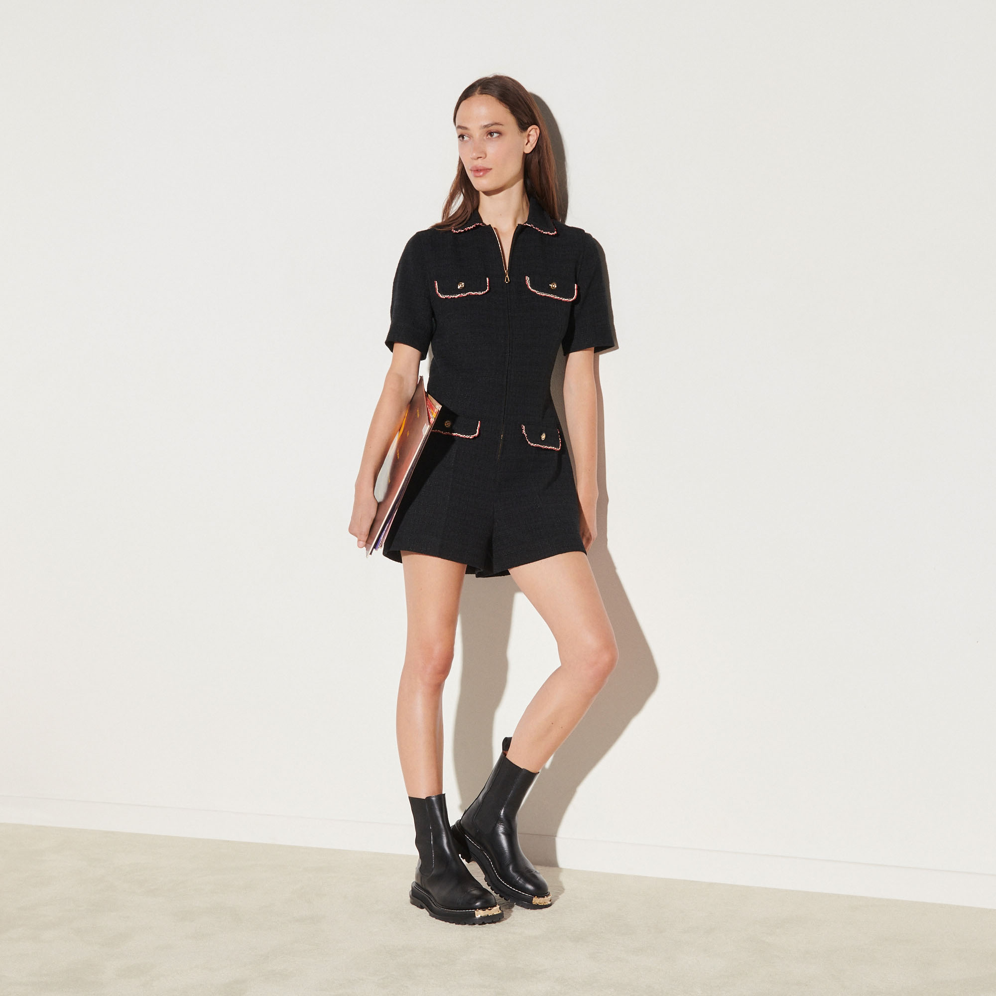 black tweed playsuit