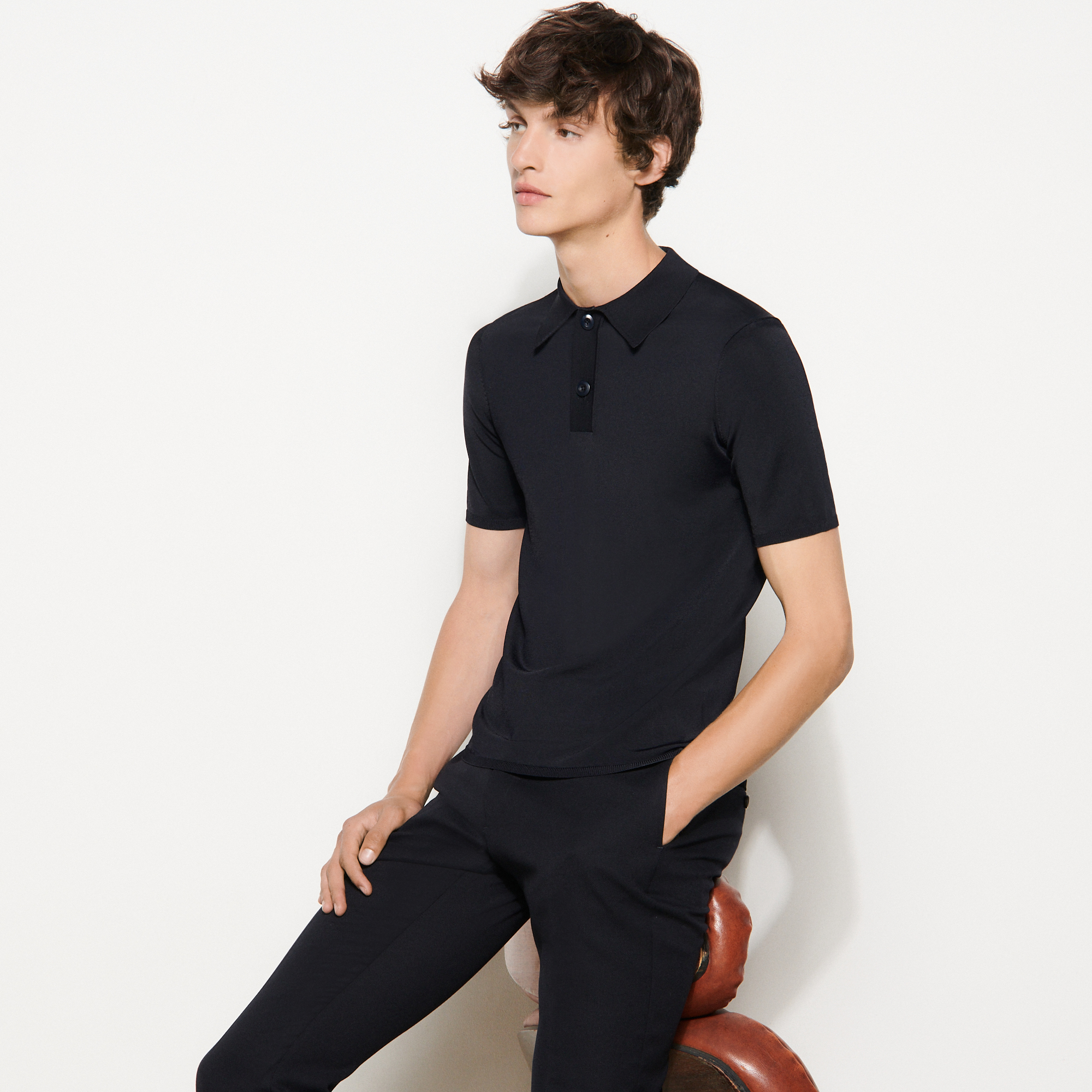 men's fine knit polo shirt