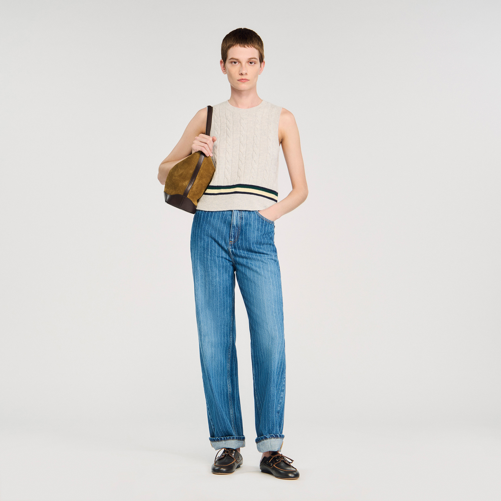 Wide-Leg Striped Jeans Jeans