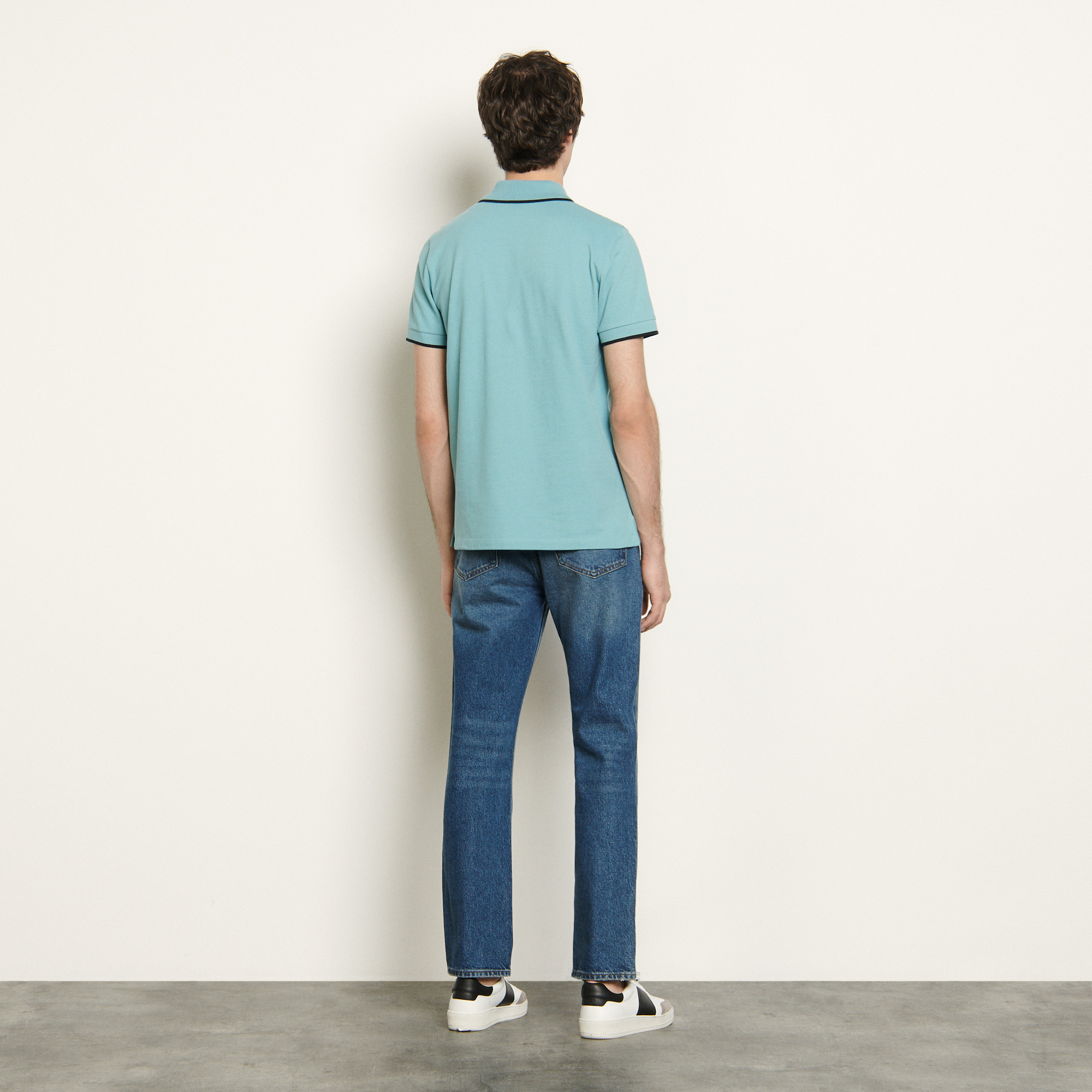 sky blue polo shirt