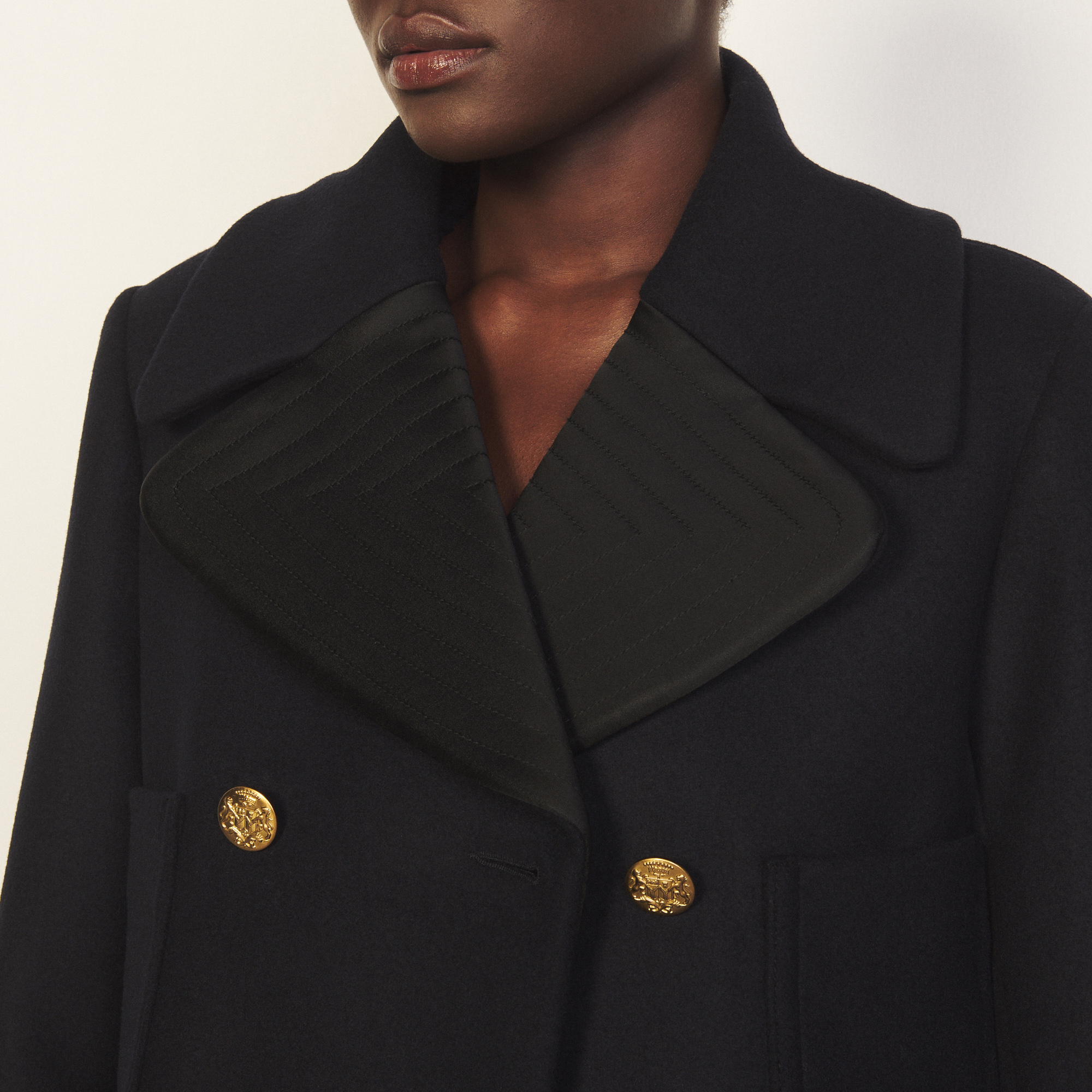 sandro black wool coat