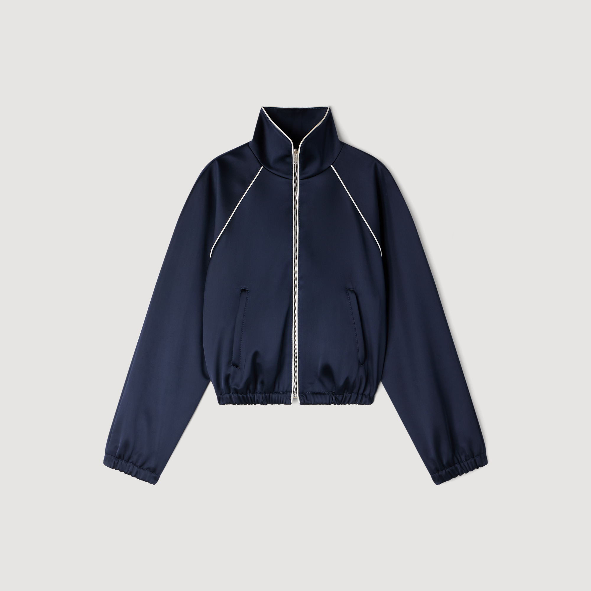 Embroidered Cropped Satin Jacket - Blazers & Jackets - Sandro