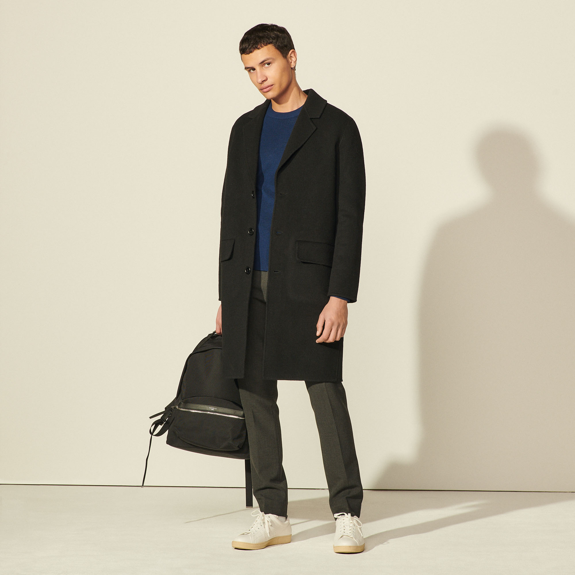 sandro double sided wool coat
